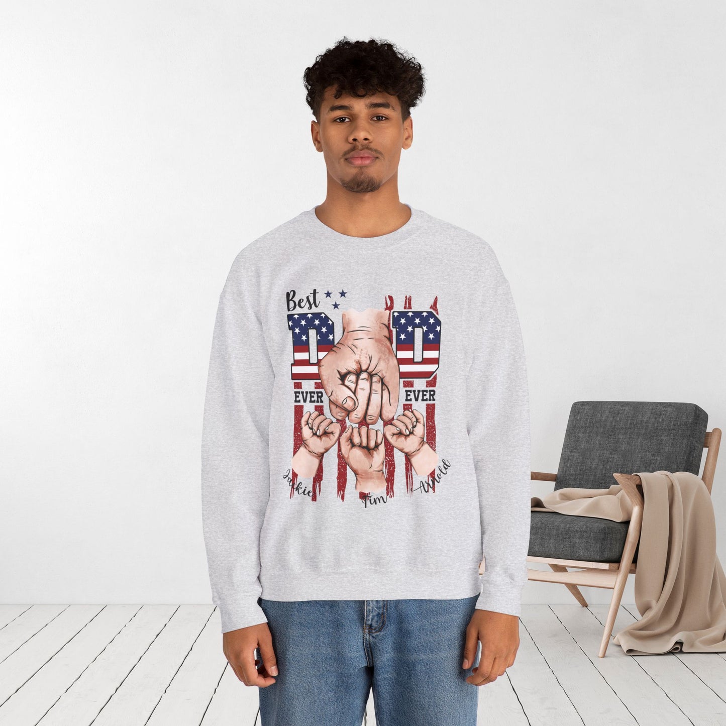 Custom Dad Sweatshirt with Kids Name - Personalized Gift for Dad