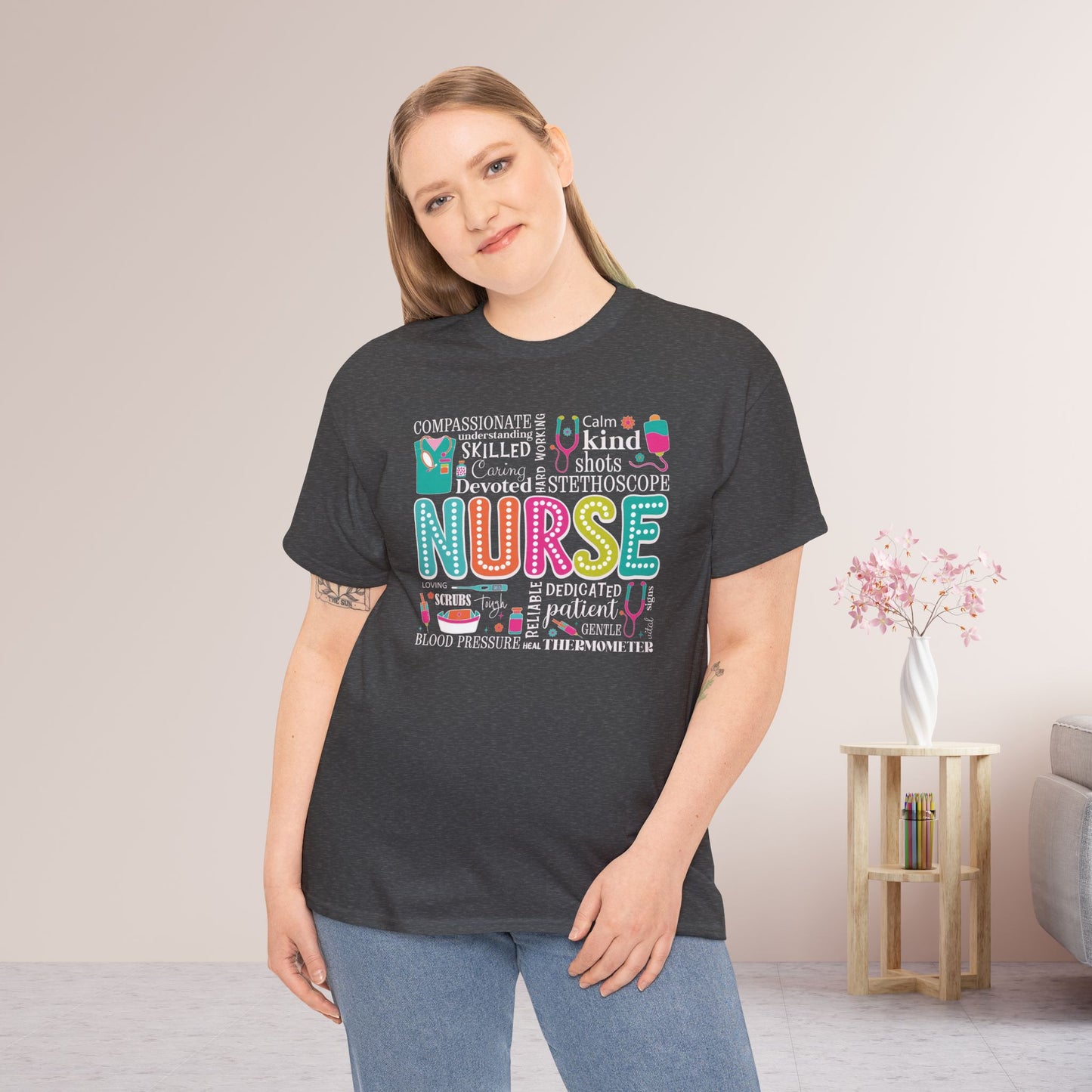 Trendy Nurse Heavy Cotton Tee for Dedicated Registered Nurse