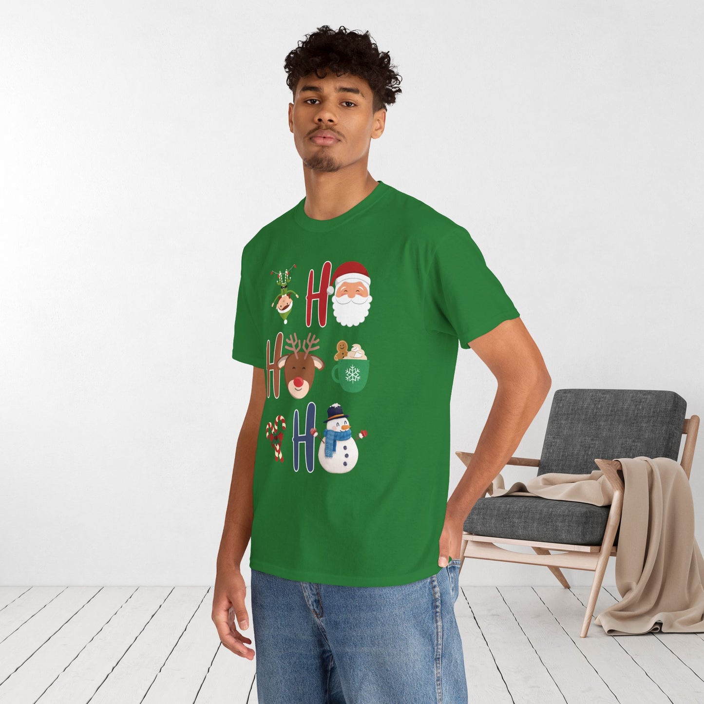 Ho Ho Ho Christmas Shirt - Matching Family Christmas Heavy Cotton Tee