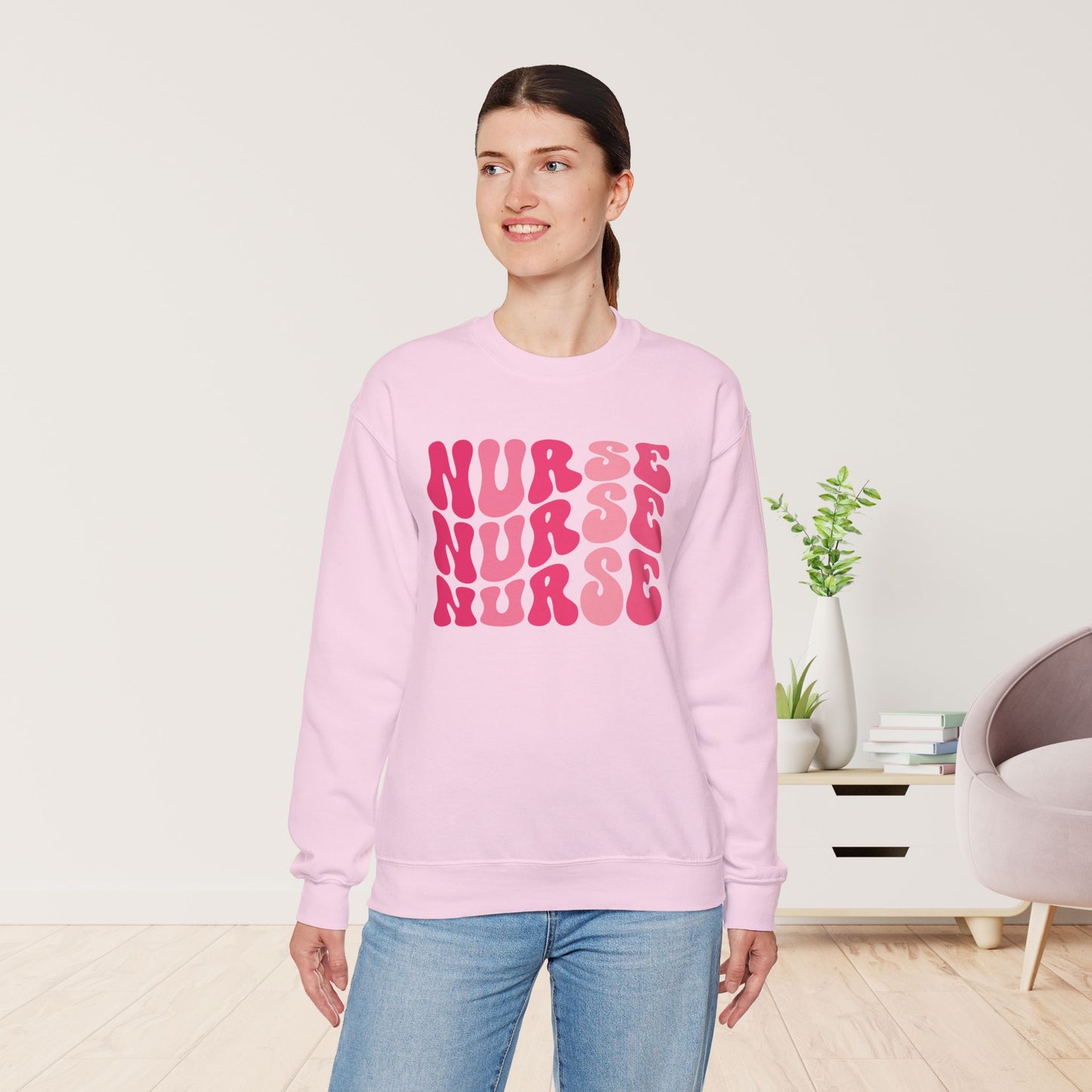 Groovy Pink Nurse Sweatshirt