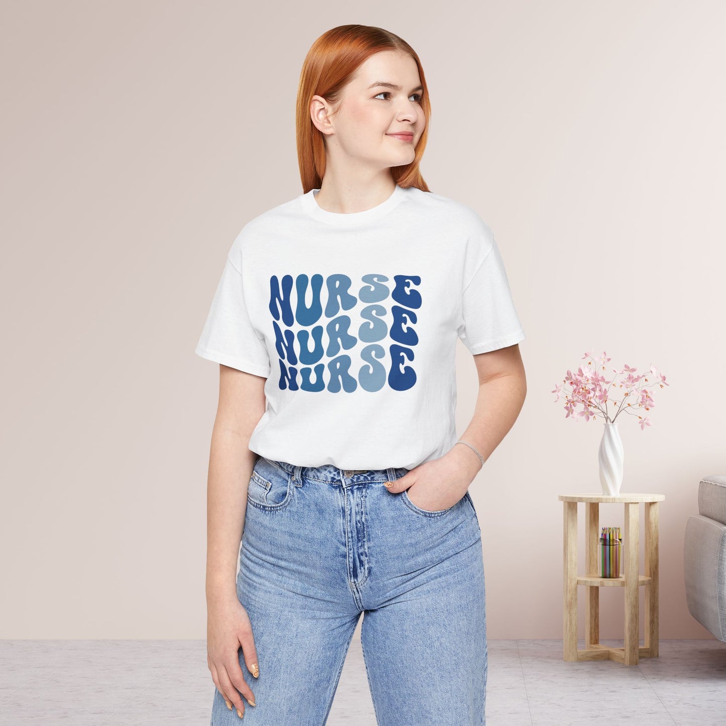 Groovy Blue Nurse Shirt - Registered Nurse Soft Cotton Tee