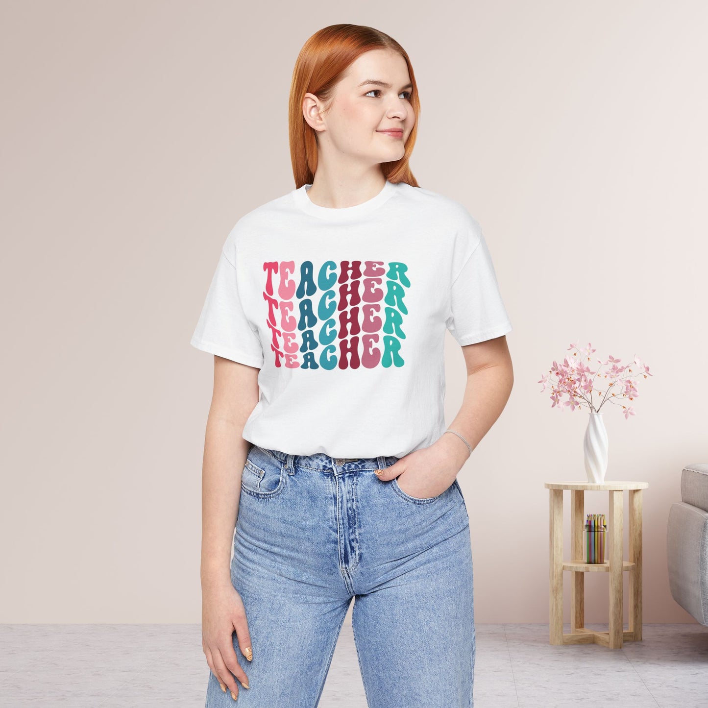 Groovy Colorful Teacher Soft Cotton Tee for School Teachers