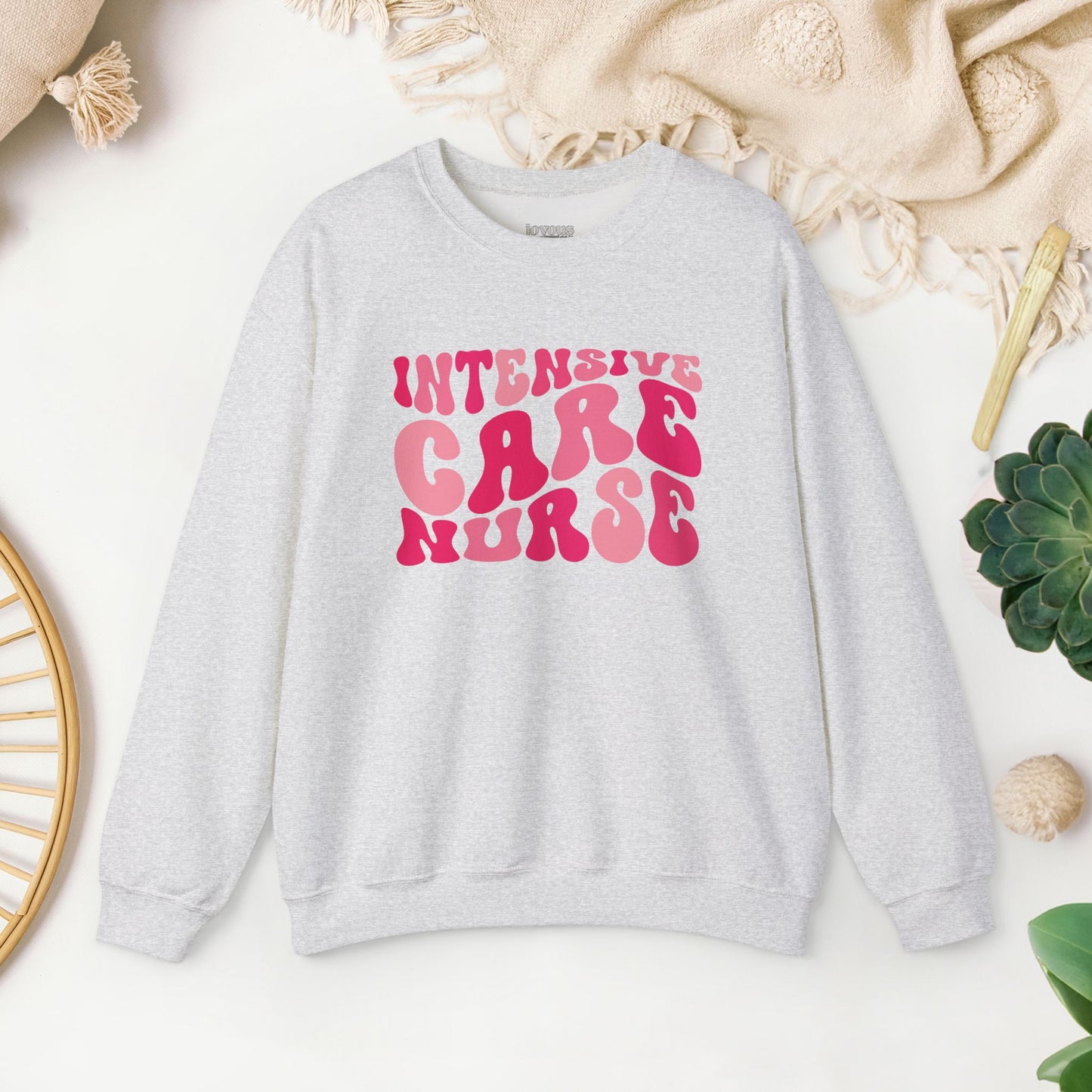 Groovy Pink ICU Nurse Crewneck Sweatshirt
