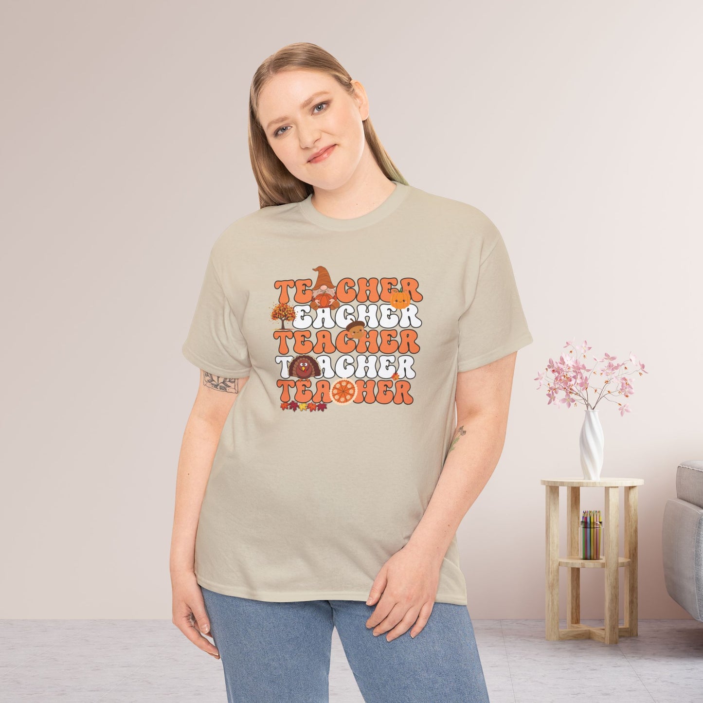 Groovy Thanksgiving Teacher Heavy Cotton Tee