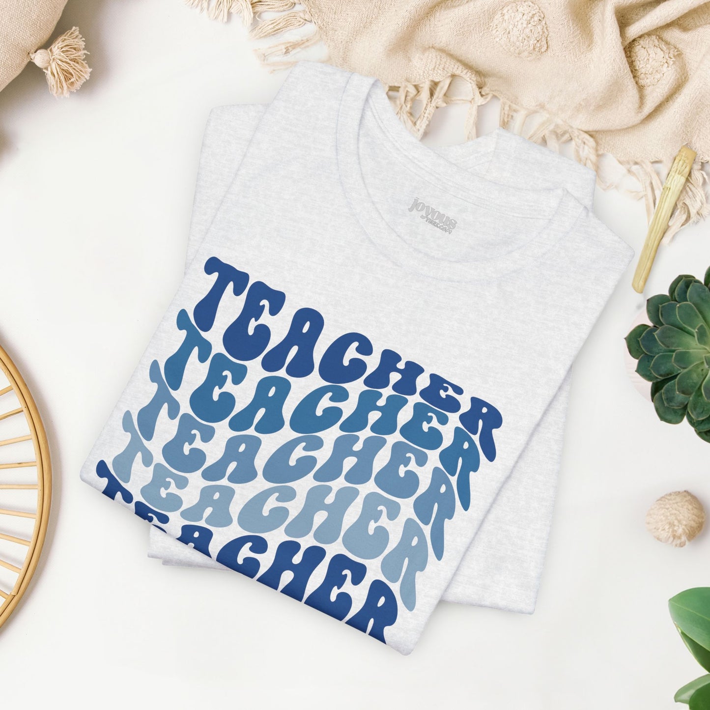 Groovy Blue Teacher Shirt - Retro School Teacher Soft Cotton Tee