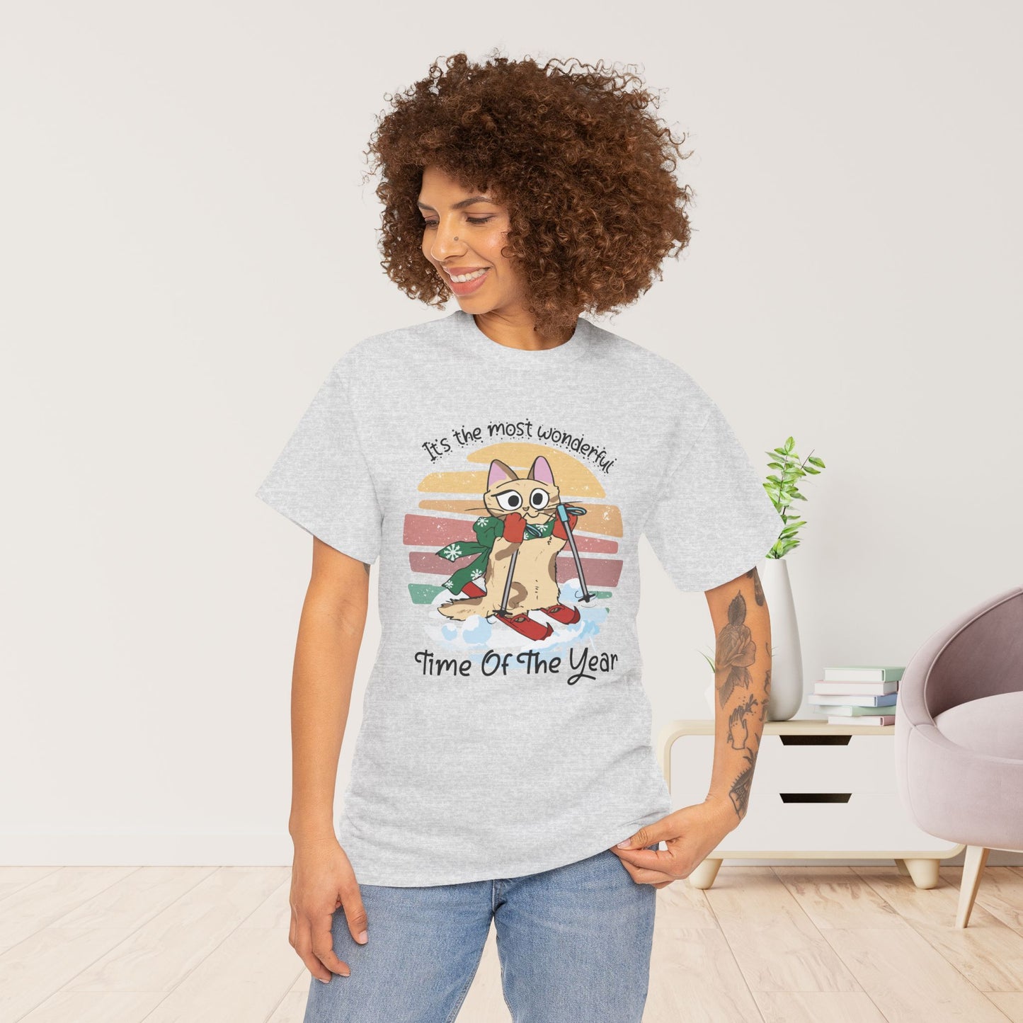 It's The Most Wonderful Time Of The Year Funny Cat Christmas Heavy Cotton Tee - Cat Lovers Christmas Gift
