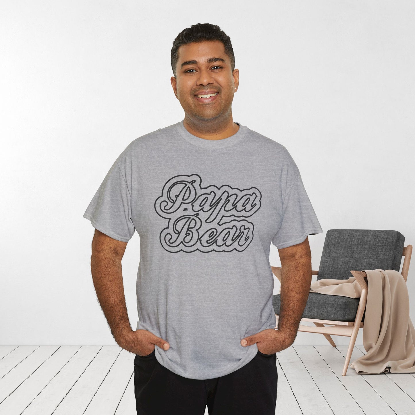 Papa Bear Heavy Cotton Tee - Gift for Dad for Father's Day