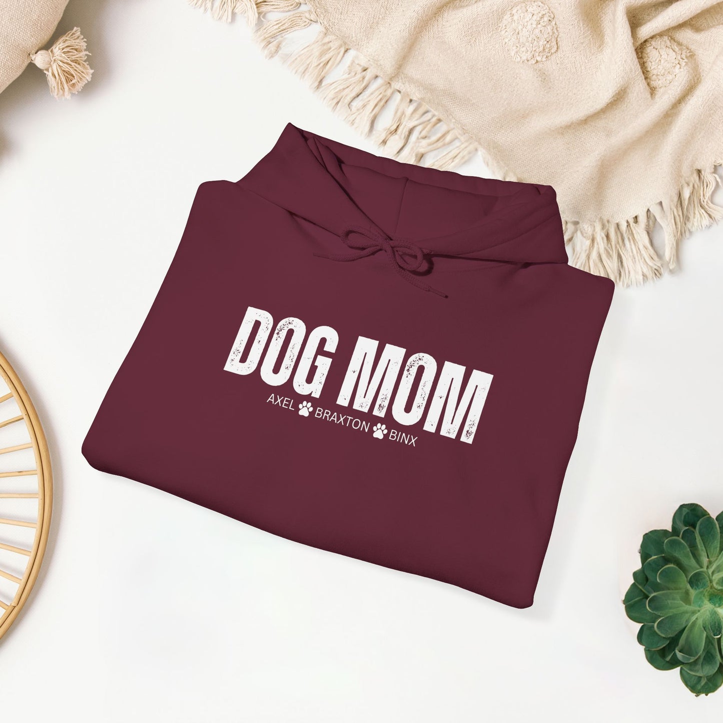 Custom Dog Mom Hoodie with Dogs Name - Personalized Gift for Dog Mom