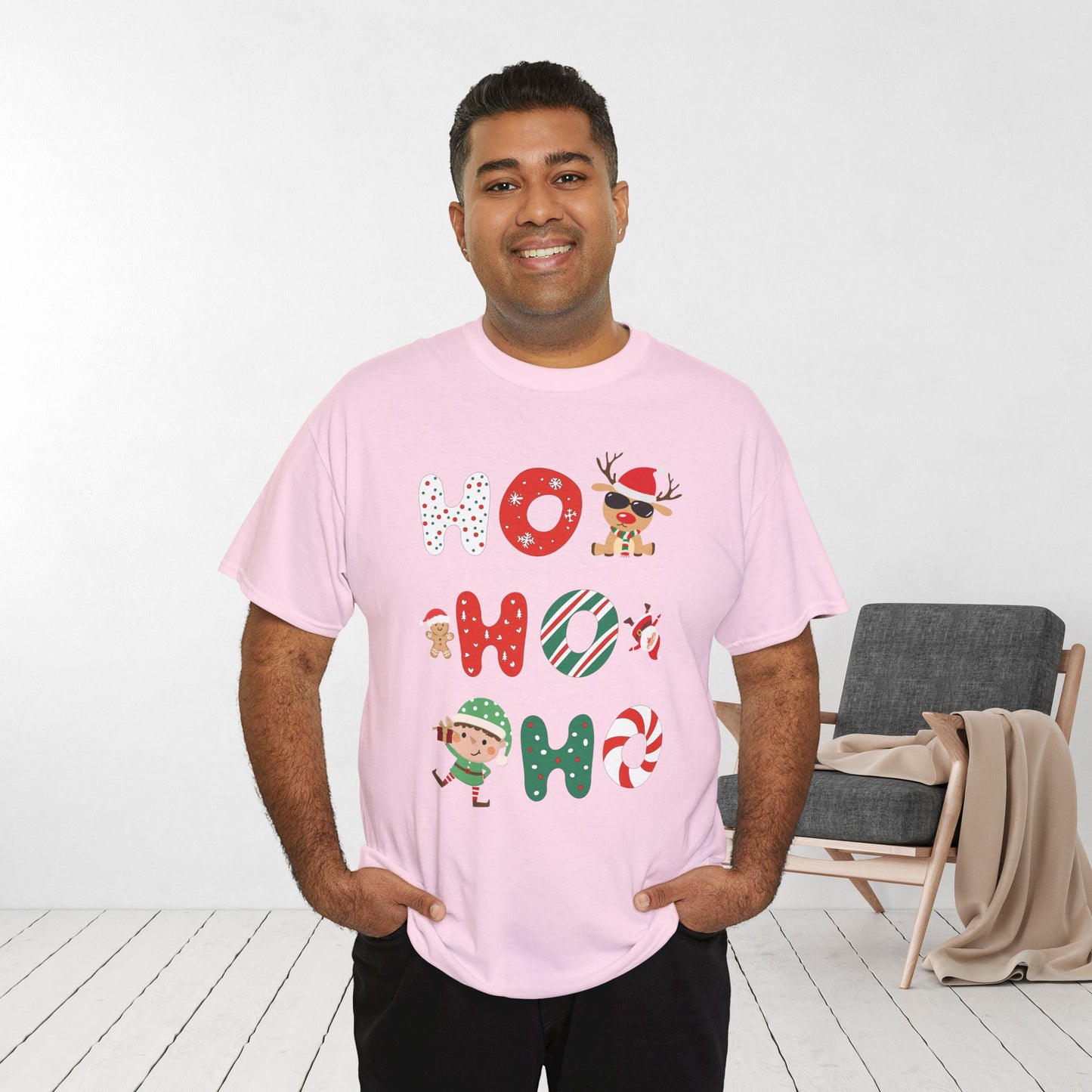 Ho Ho Ho Christmas Shirt - Matching Family Christmas Heavy Cotton Tee