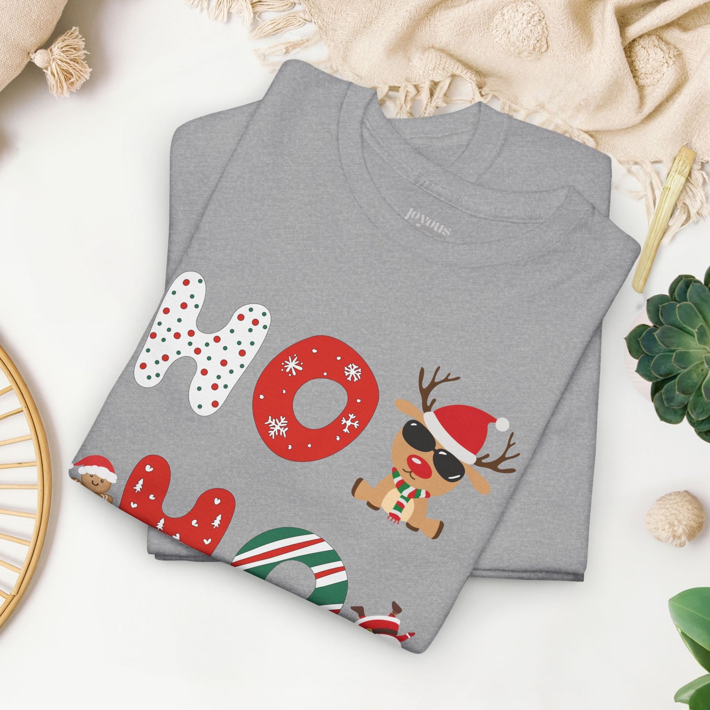 Ho Ho Ho Christmas Shirt - Matching Family Christmas Heavy Cotton Tee