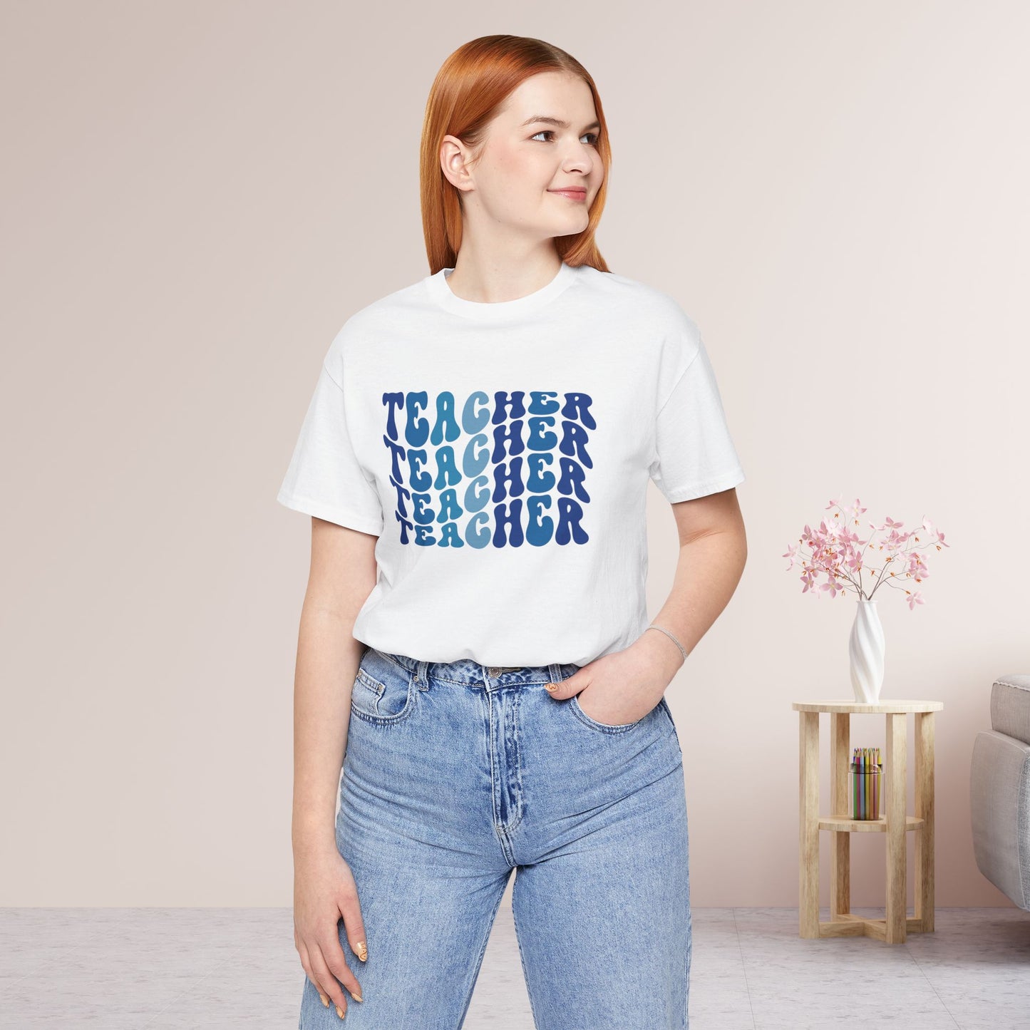 Groovy Blue Teacher Soft Cotton Tee