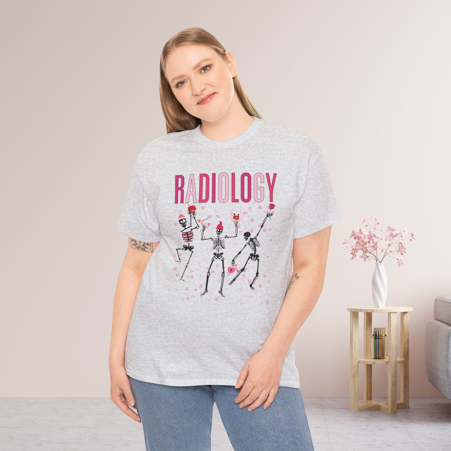 Dancing Skeleton Valentine's Day Radiology Heavy Cotton Tee