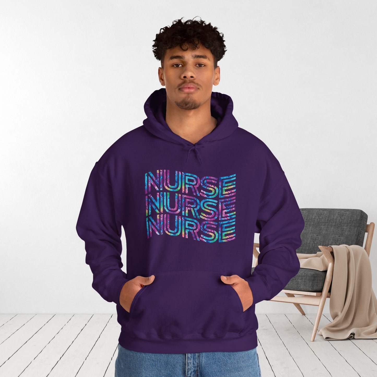 Tie Dye Wavy Nurse Hoodie - Registered Nurse Hoodie
