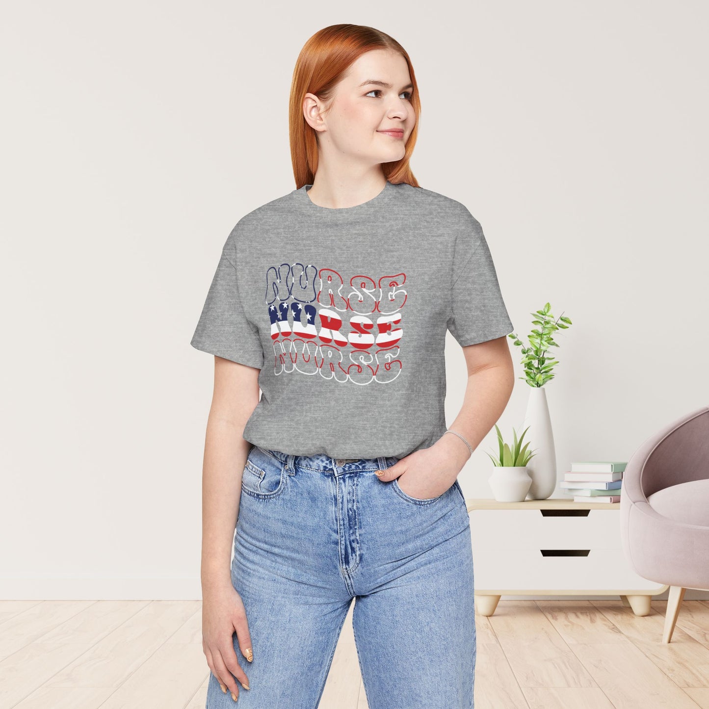 Groovy Patriotic Nurse Shirt - 4th of July Registered Nurse Soft Cotton Tee