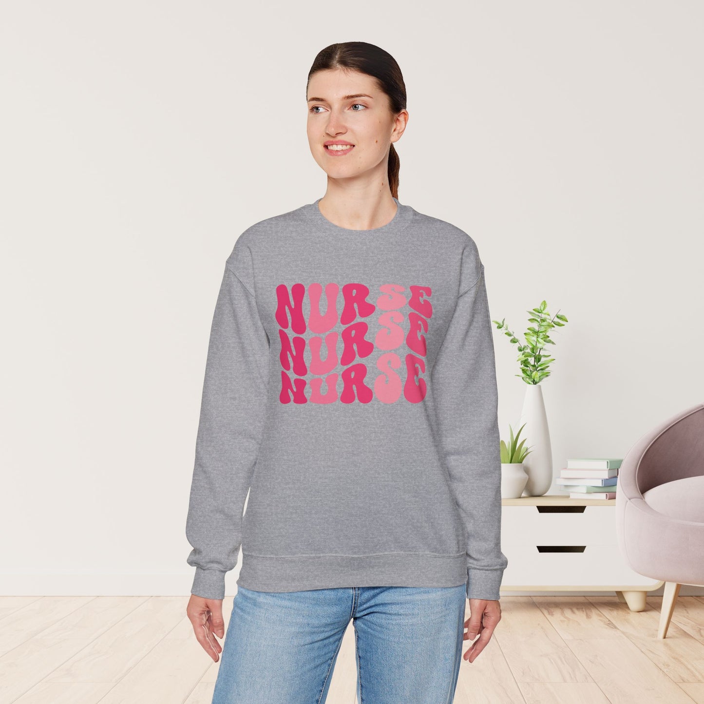 Groovy Pink Nurse Sweatshirt