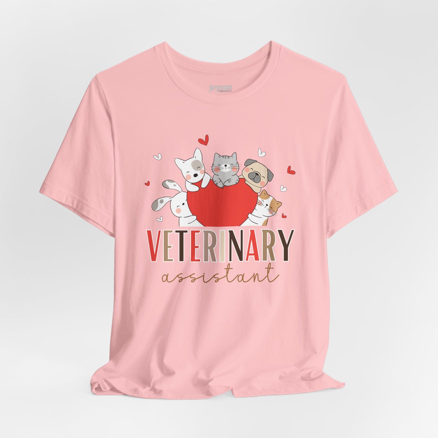 Veterinary Assistant Soft Cotton Tee with Cute Dogs and Cats for VET Assistant