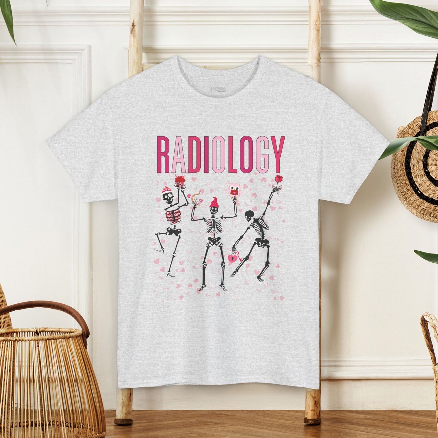 Dancing Skeleton Valentine's Day Radiology Heavy Cotton Tee