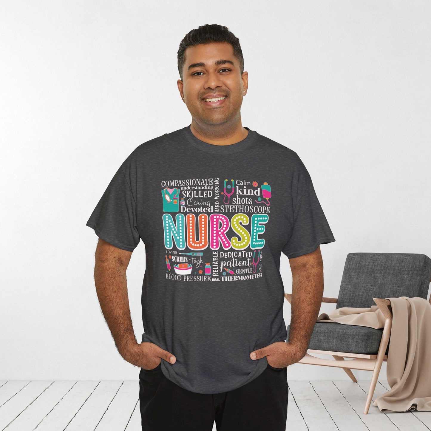 Trendy Nurse Heavy Cotton Tee for Dedicated Registered Nurse