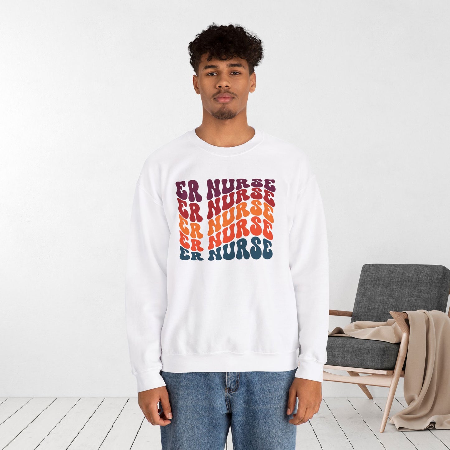Groovy Fall ER Nurse Sweatshirt - Emergency Nurse Pullover