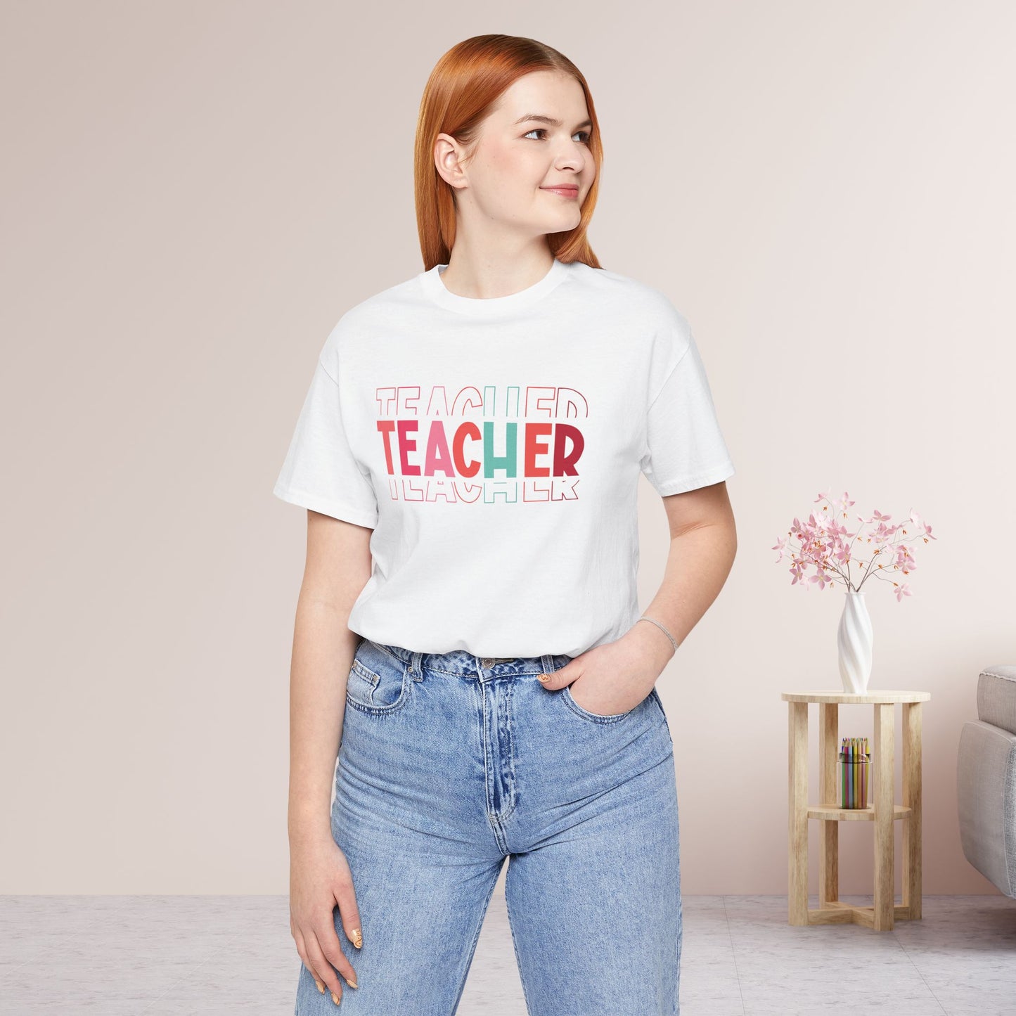 Colorful Teacher Soft Cotton Tee for School Teachers