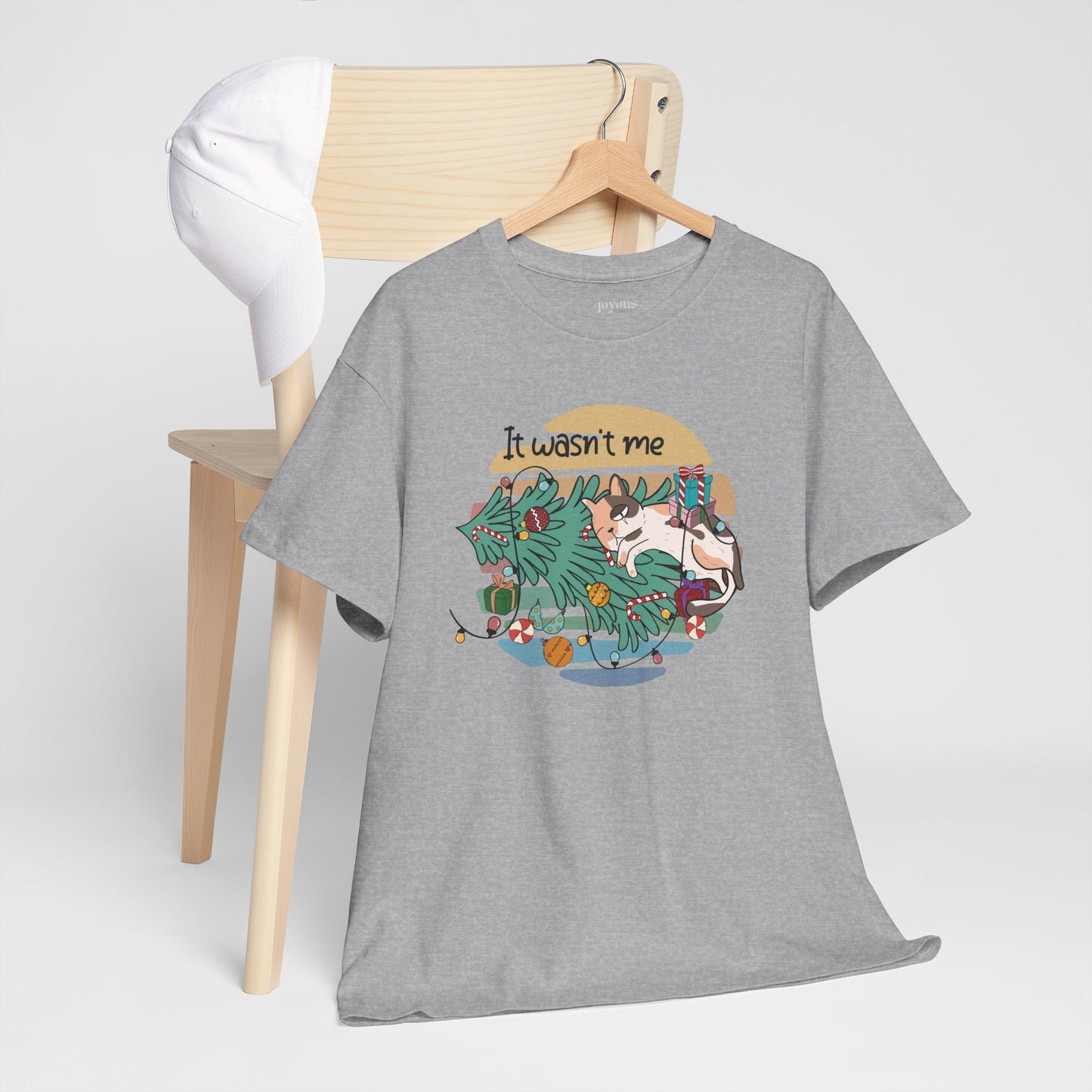 It Wasn't Me Funny Cat Christmas Heavy Cotton Tee - Cat Lovers Christmas Gift