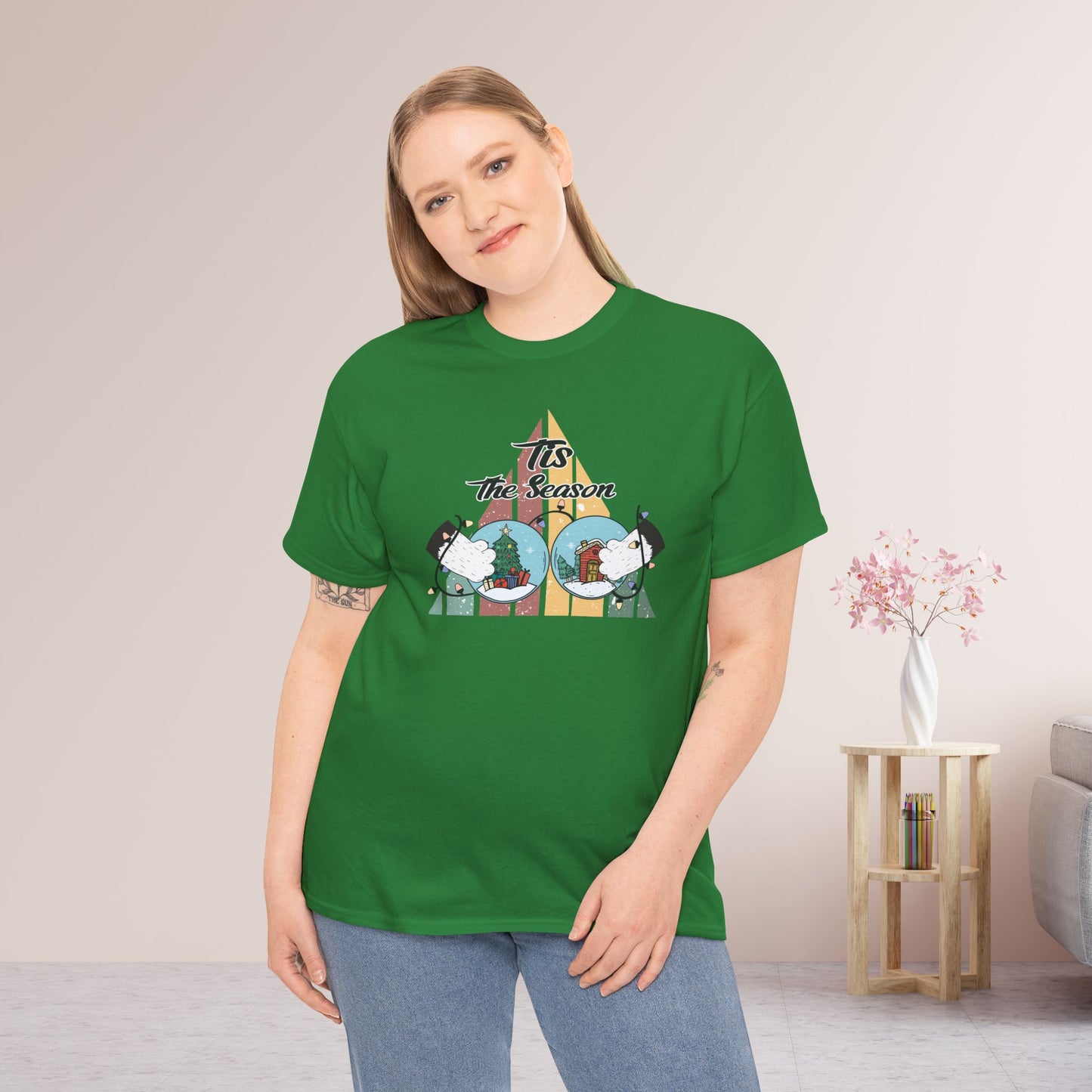 Tis The Season Funny Cat Christmas Heavy Cotton Tee - Cat Lovers Christmas Gift