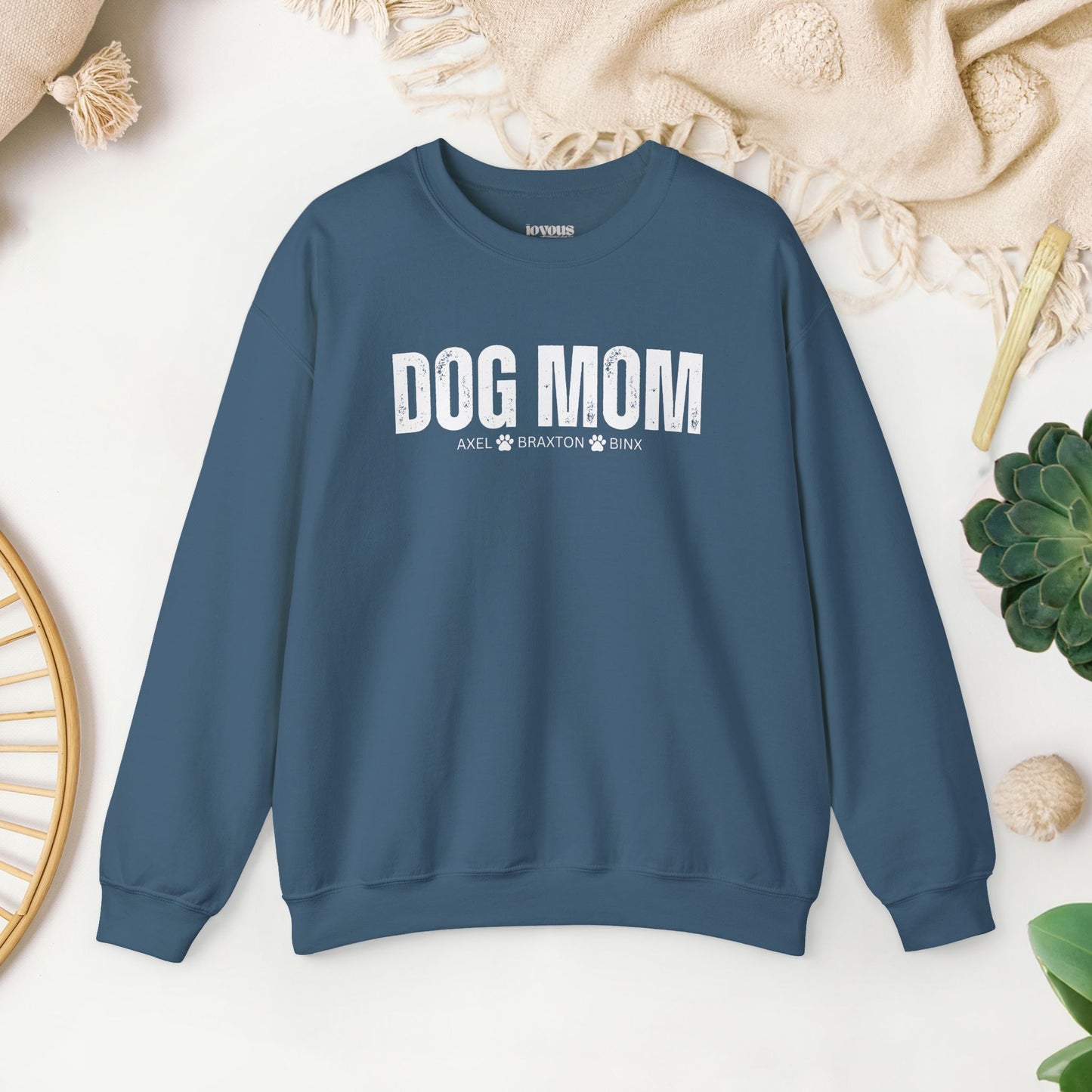 Custom Dog Mom Sweatshirt with Dogs Name - Personalized Gift for Dog Mom