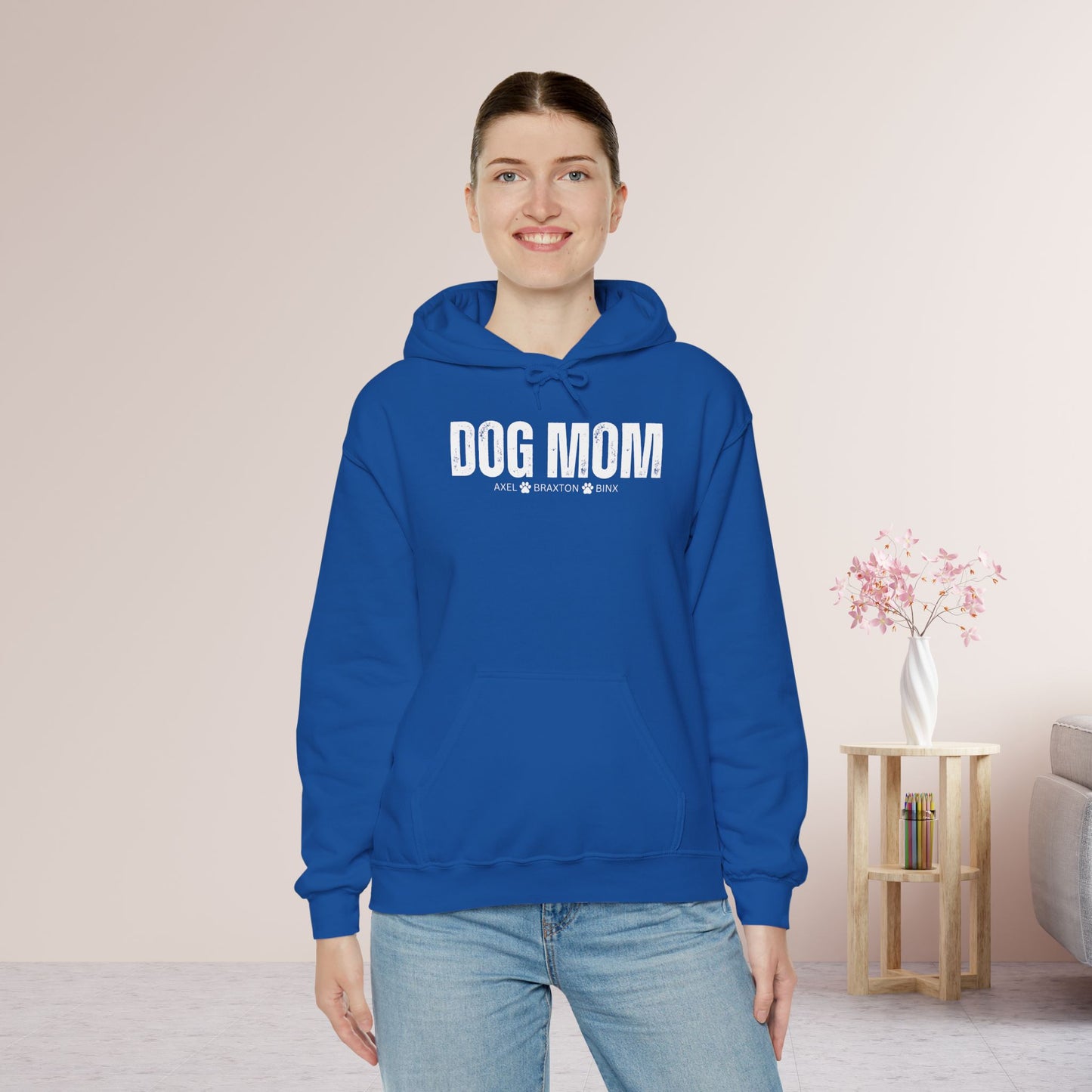 Custom Dog Mom Hoodie with Dogs Name - Personalized Gift for Dog Mom