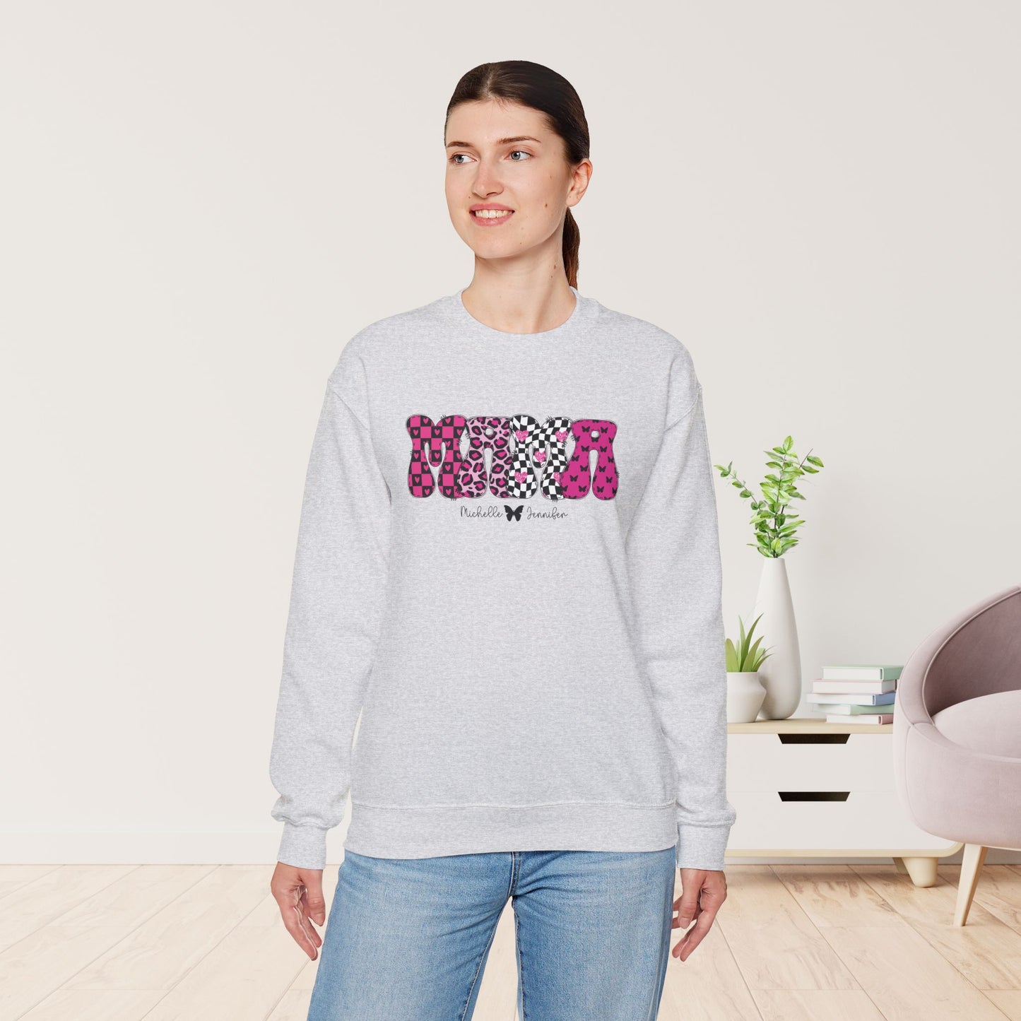 Custom Mama Sweatshirt with Kids Name - Personalized Gift for Mom