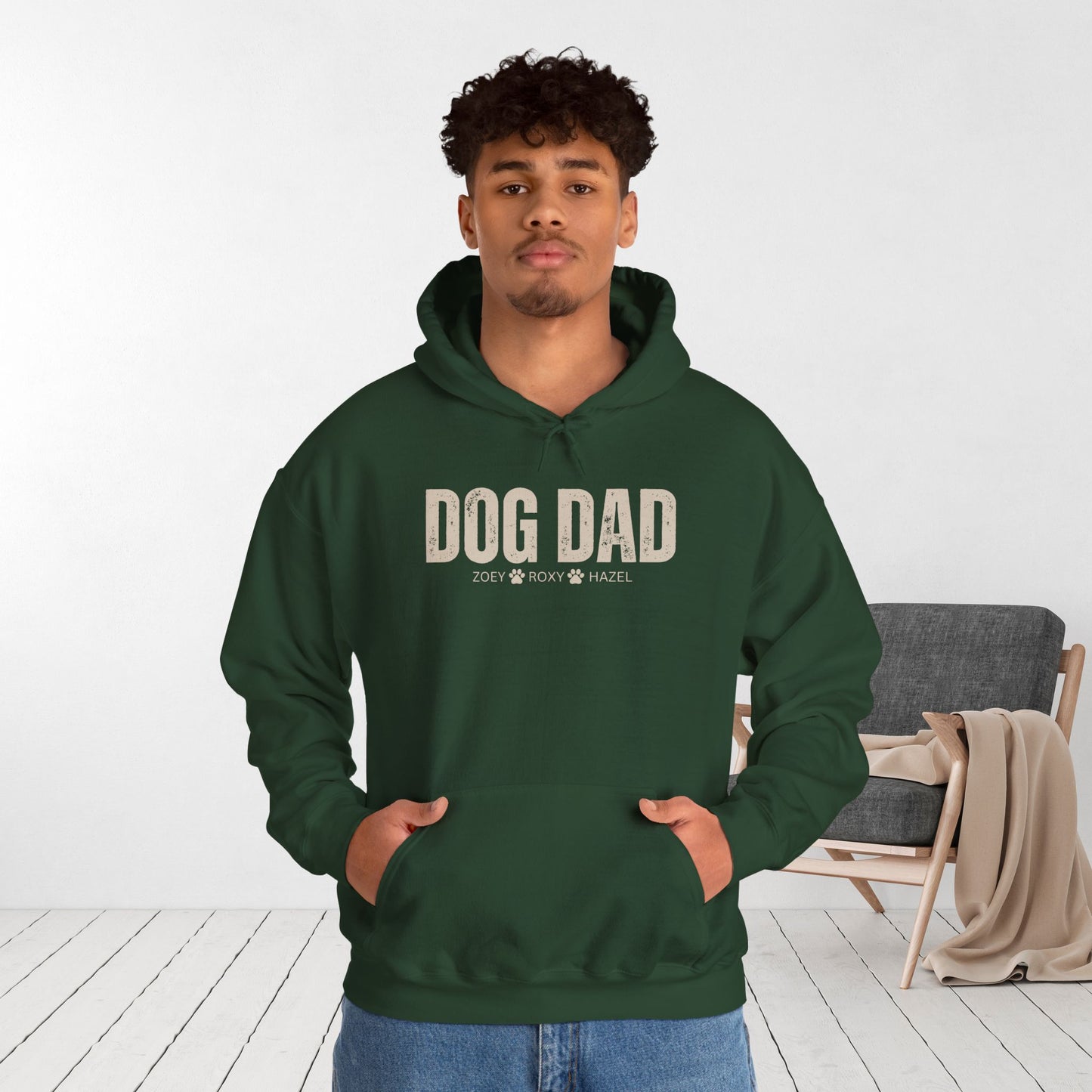 Custom Dog Dad Hoodie with Dogs Name - Personalized Gift for Dog Dad