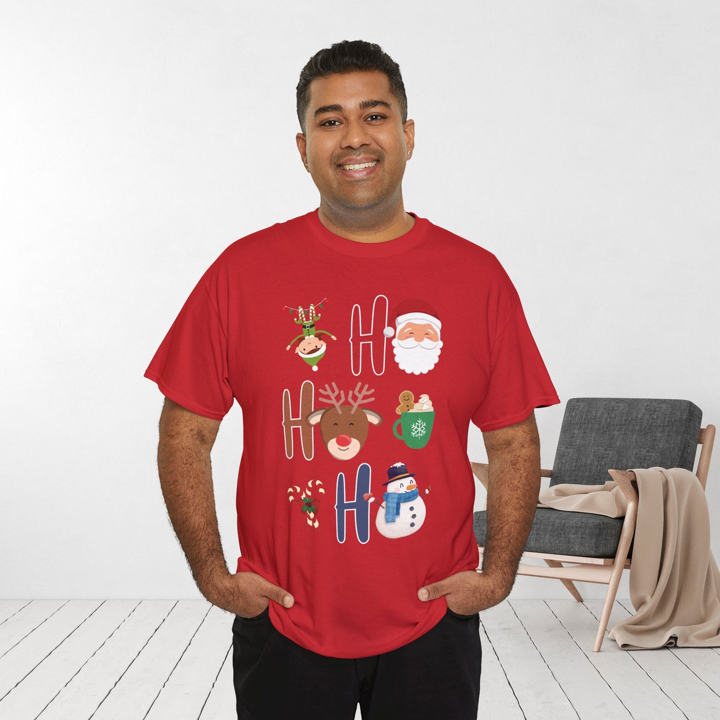 Ho Ho Ho Christmas Shirt - Matching Family Christmas Heavy Cotton Tee