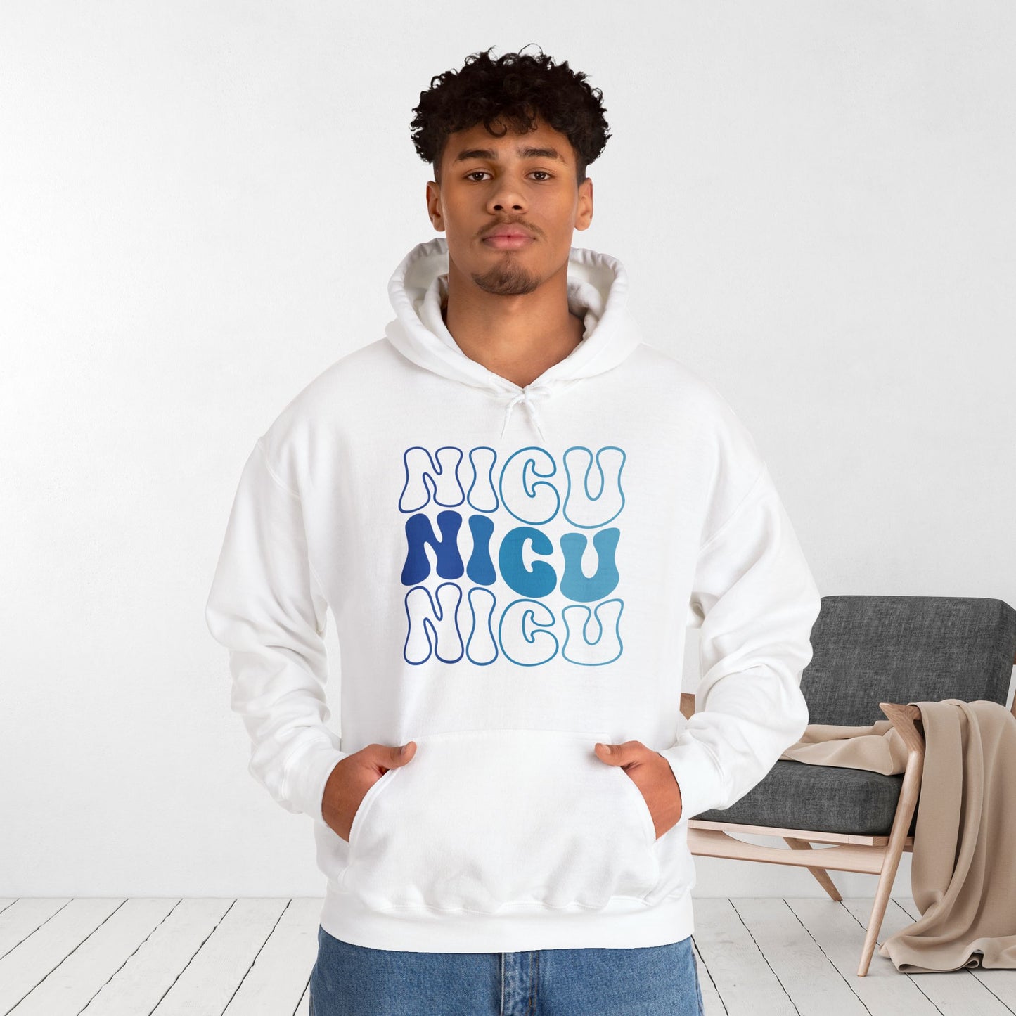 Groovy Blue NICU Hoodie - Neonatal ICU Nurse Hoodie