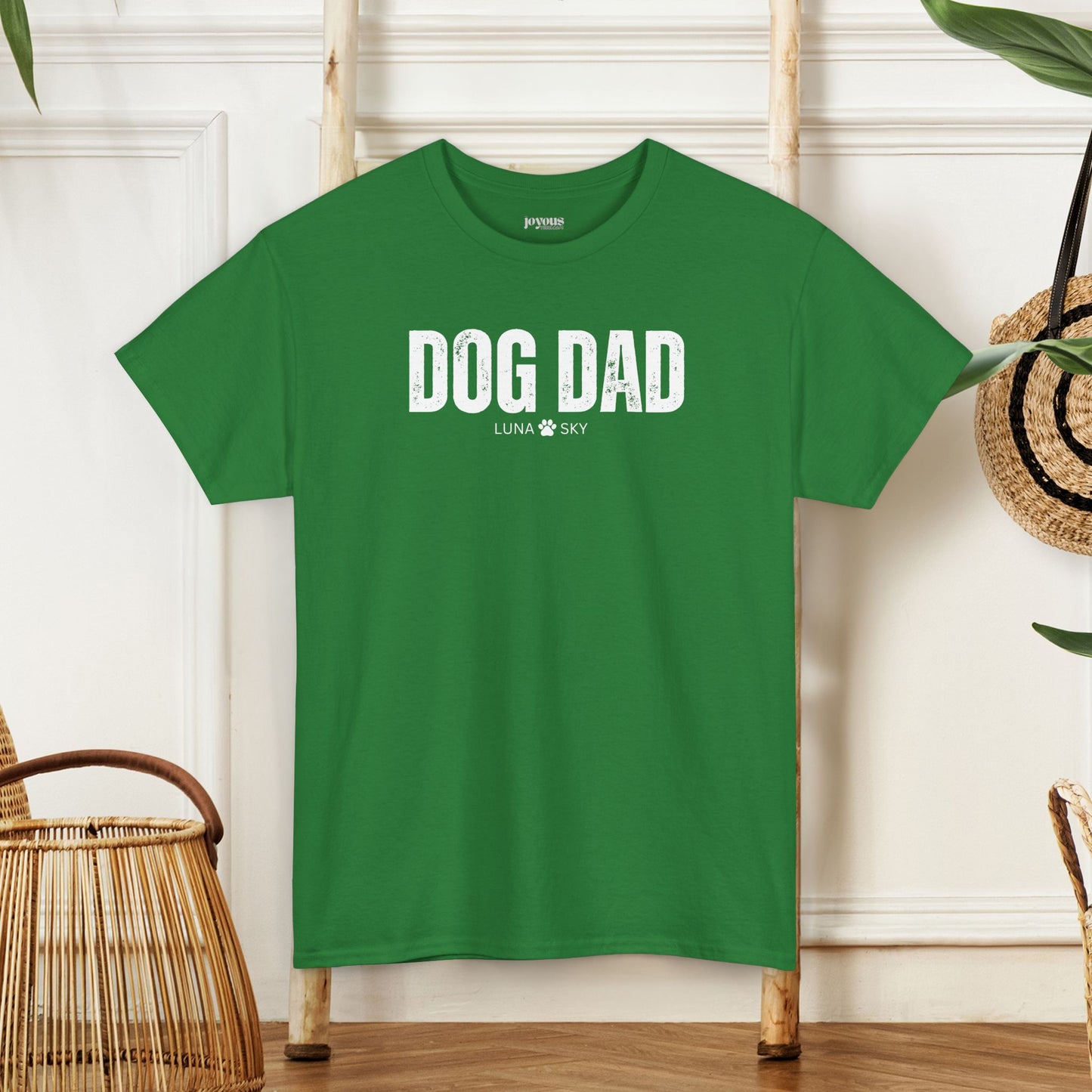 Custom Dog Dad Heavy Cotton Tee with Dogs Name - Personalized Dog Lover Gift