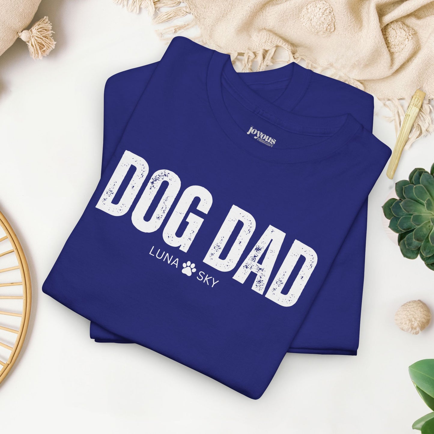 Custom Dog Dad Heavy Cotton Tee with Dogs Name - Personalized Dog Lover Gift