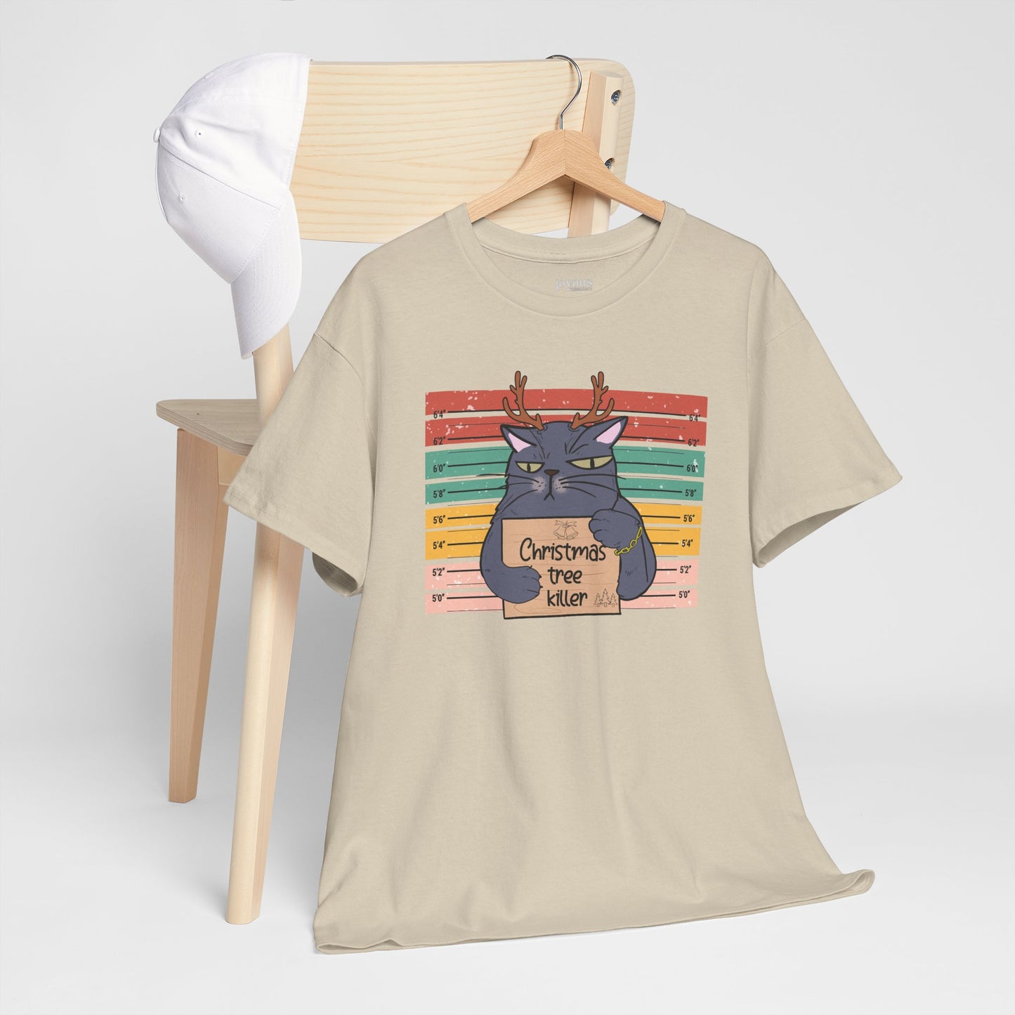 Christmas Tree Killer Funny Cat Christmas Heavy Cotton Tee - Cat Lovers Christmas Gift