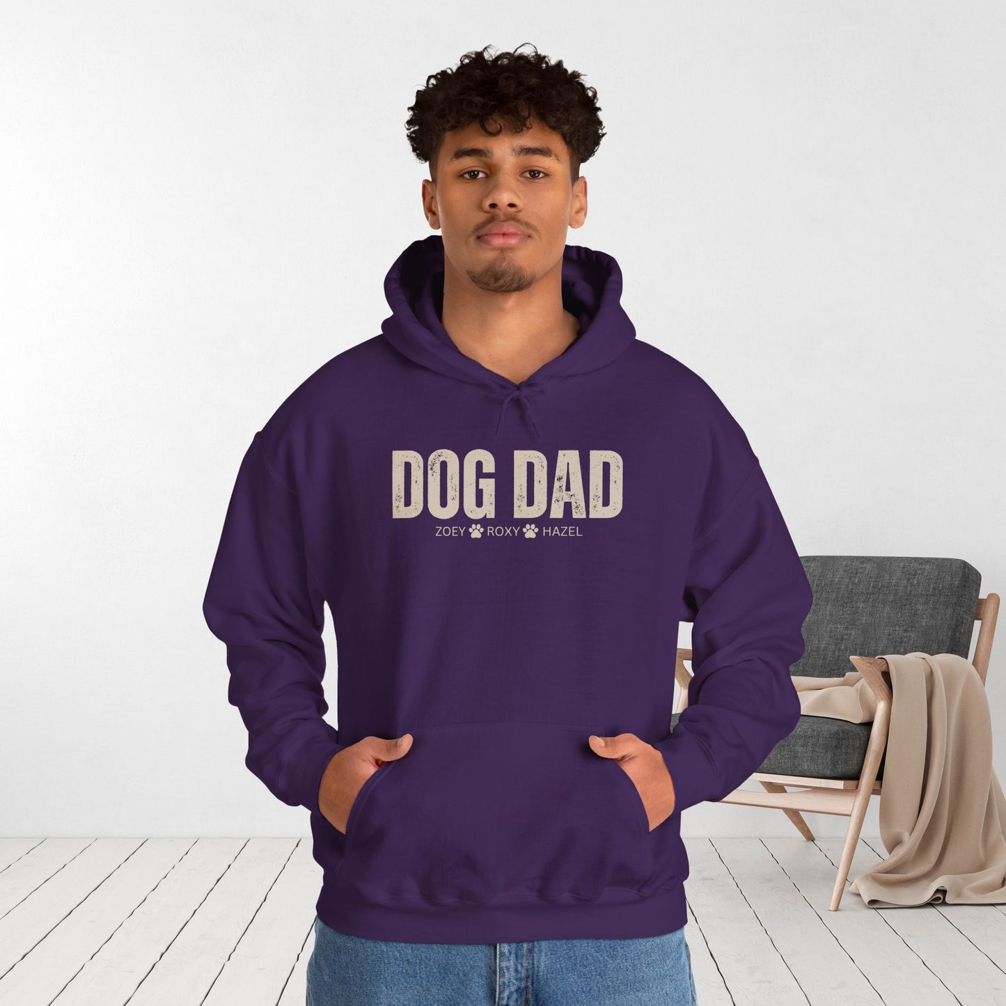 Custom Dog Dad Hoodie with Dogs Name - Personalized Gift for Dog Dad