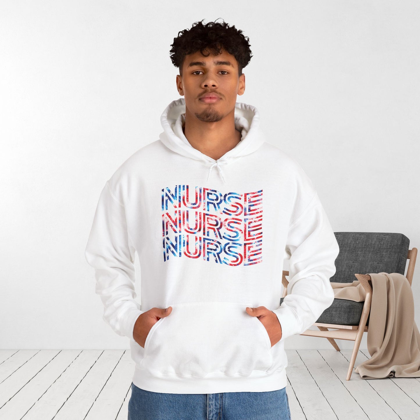 Wavy Patriotic Nurse Hoodie - 4th of July Nurse Hoodie