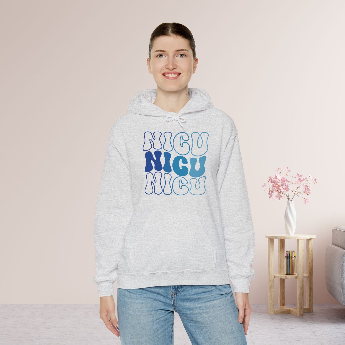 Groovy Blue NICU Hoodie - Neonatal ICU Nurse Hoodie
