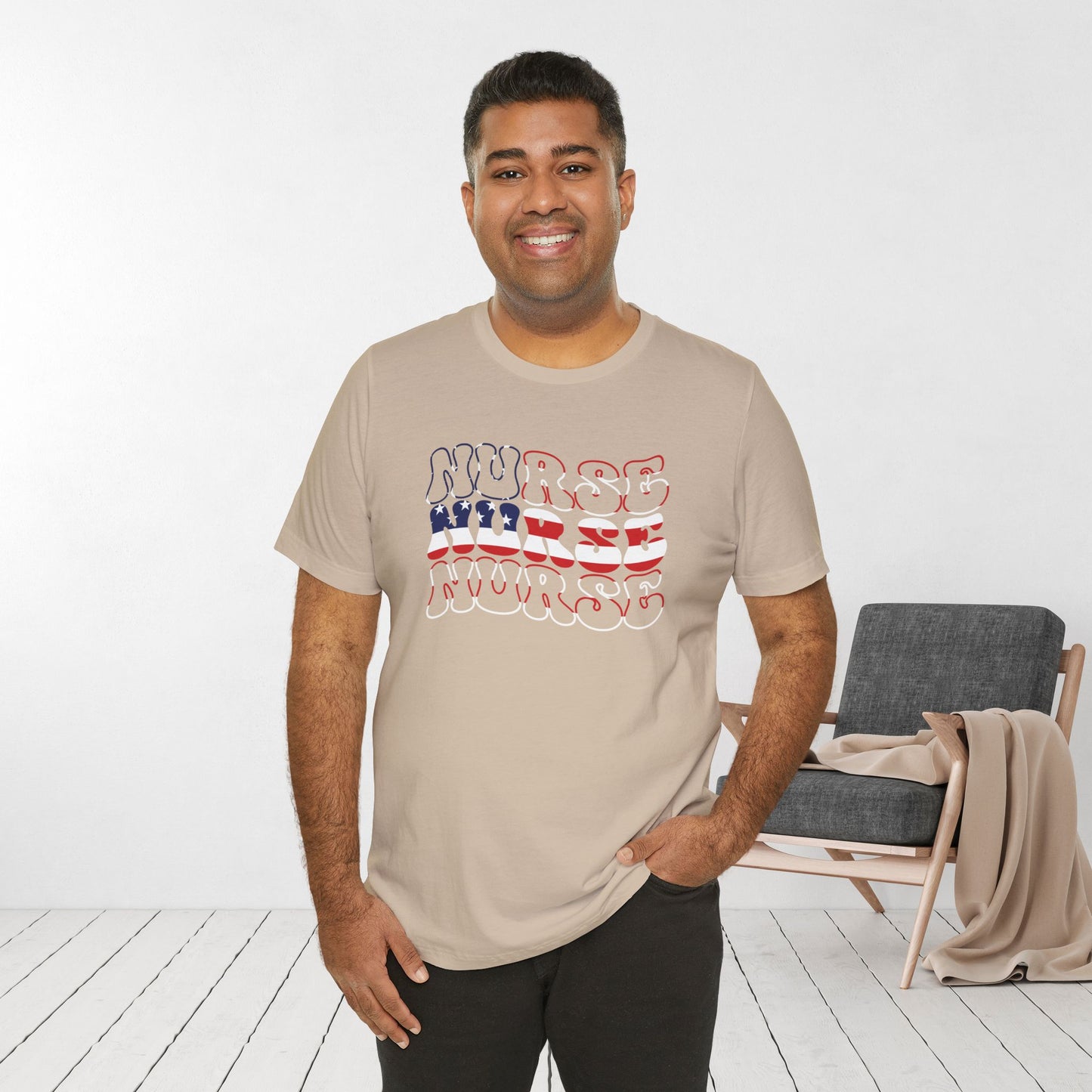 Groovy Patriotic Nurse Shirt - 4th of July Registered Nurse Soft Cotton Tee