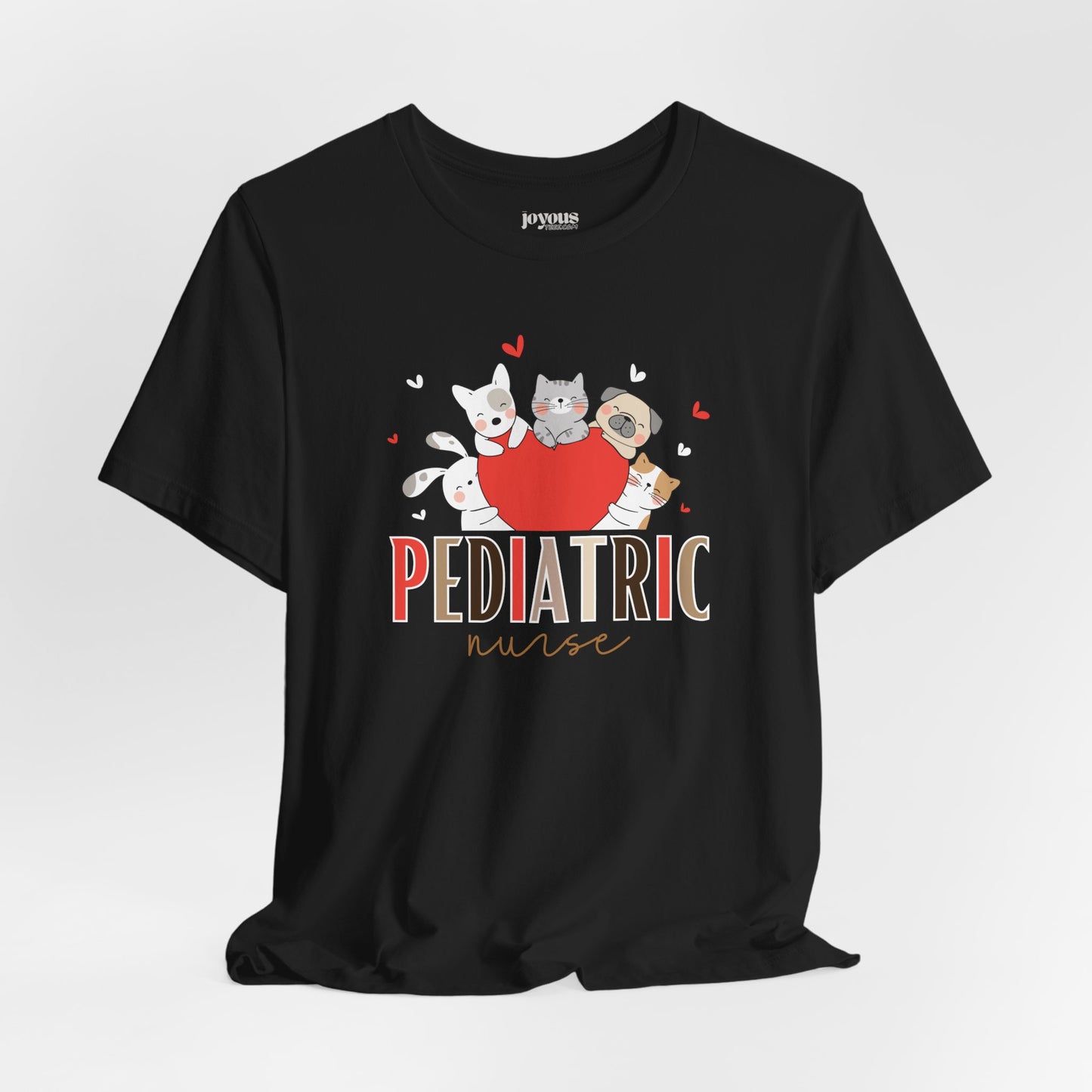 Pediatric Nurse Soft Cotton Tee with Cute Dogs and Cats for PEDS Nurse