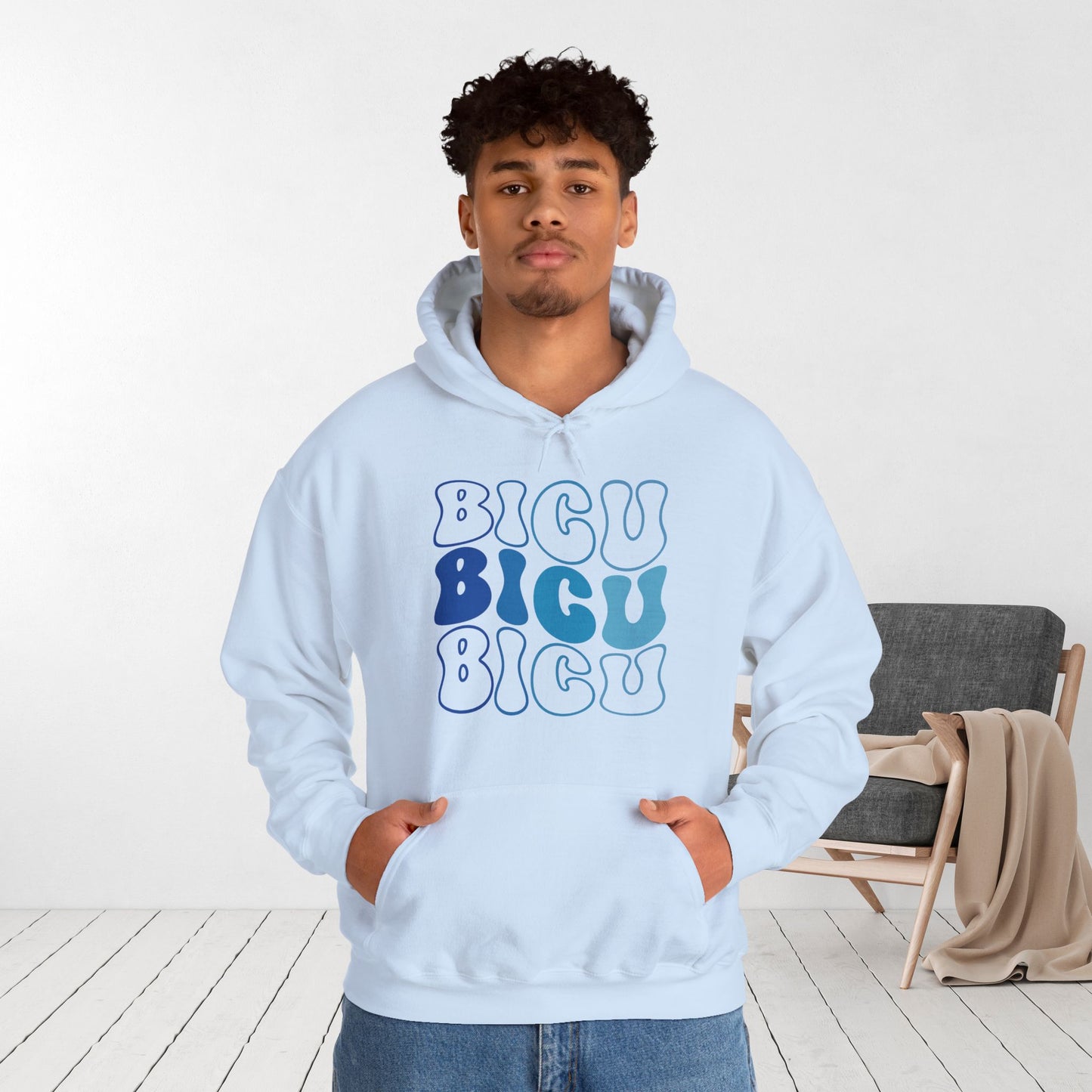 Groovy Blue BICU Hoodie - Burn ICU Nurse Hoodie