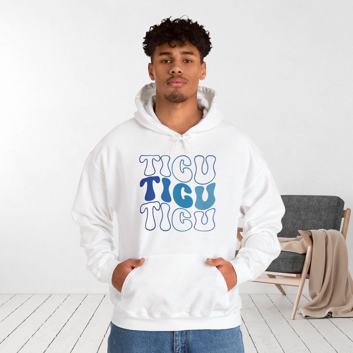 Groovy Blue TICU Hoodie - Trauma ICU Nurse Hoodie