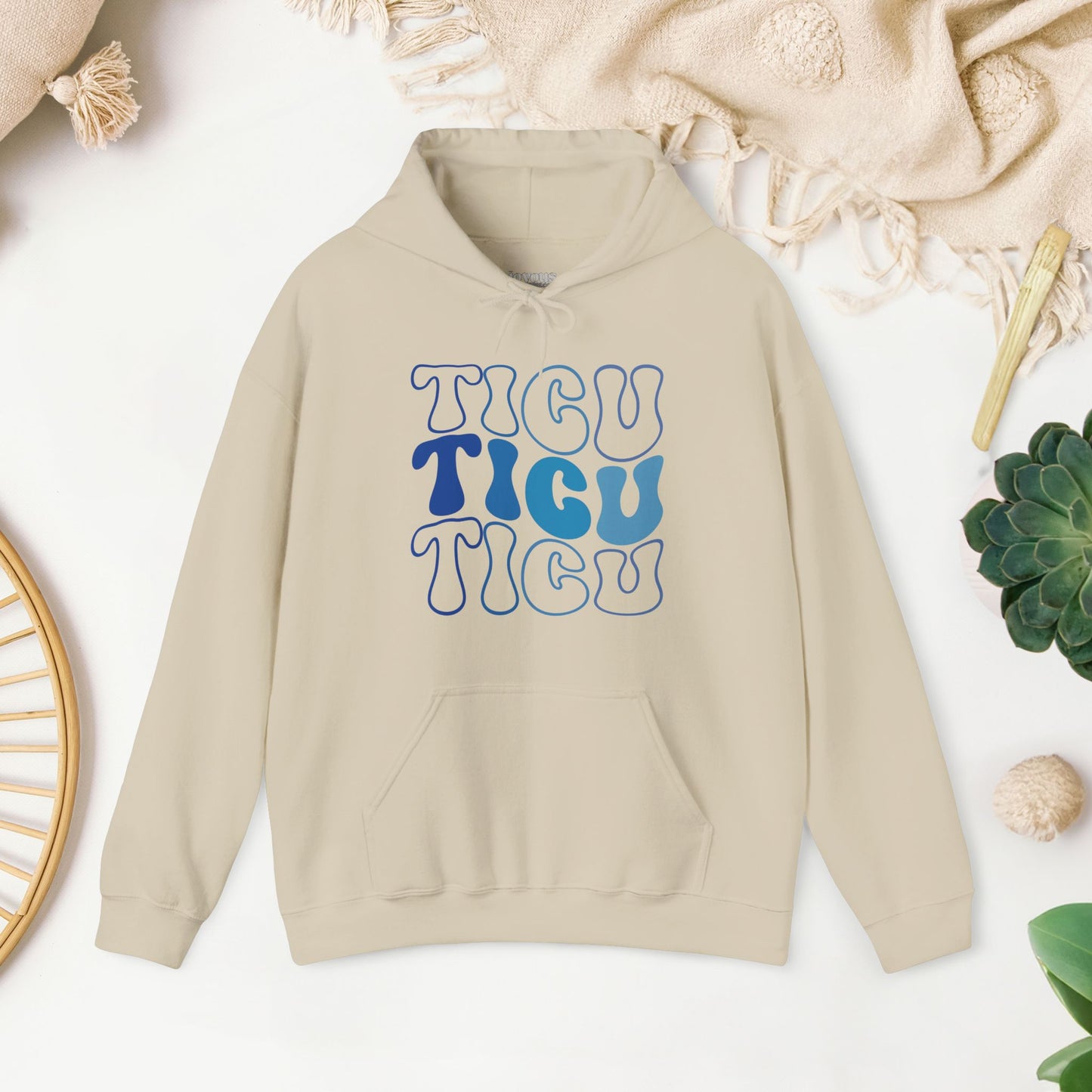 Groovy Blue TICU Hoodie - Trauma ICU Nurse Hoodie