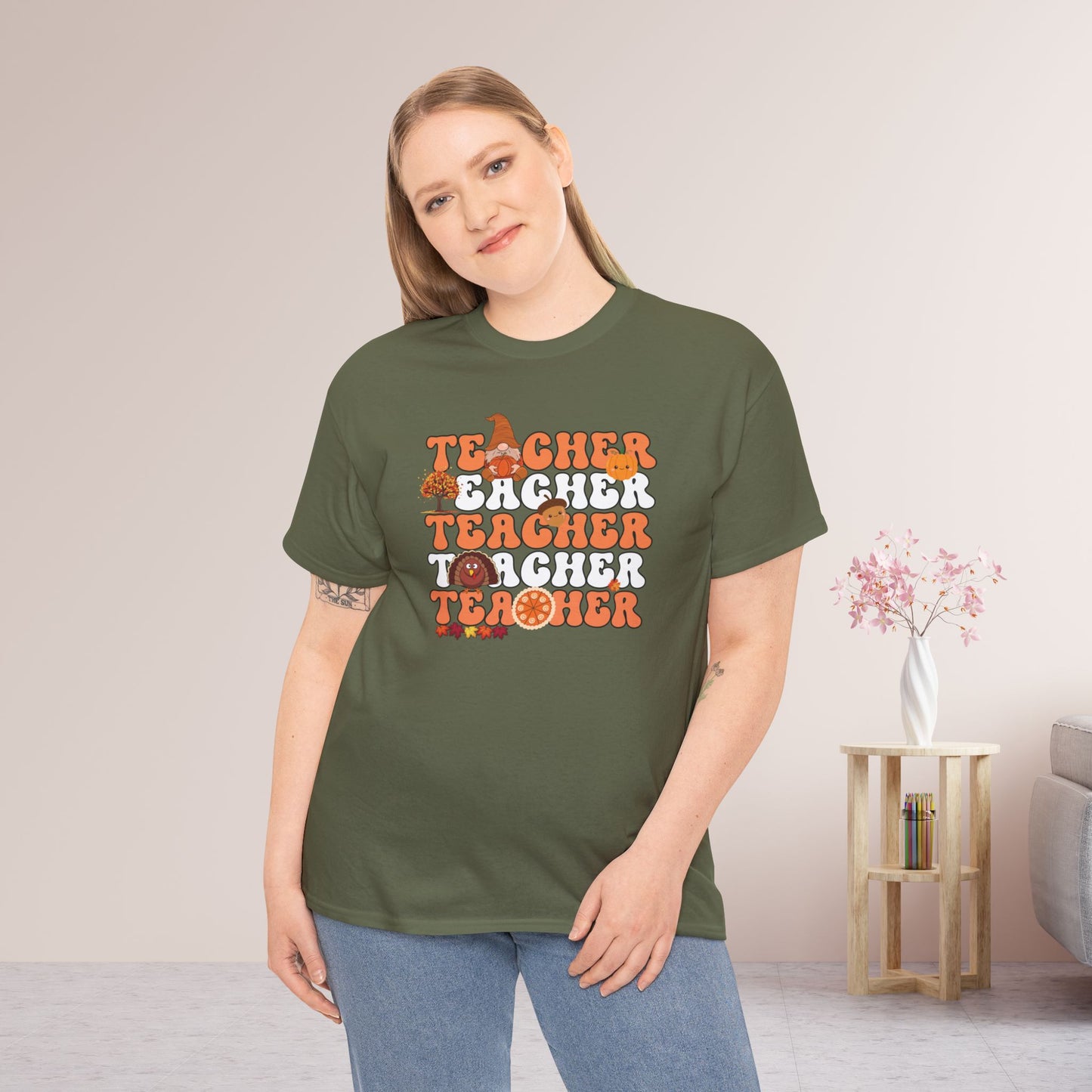 Groovy Thanksgiving Teacher Heavy Cotton Tee
