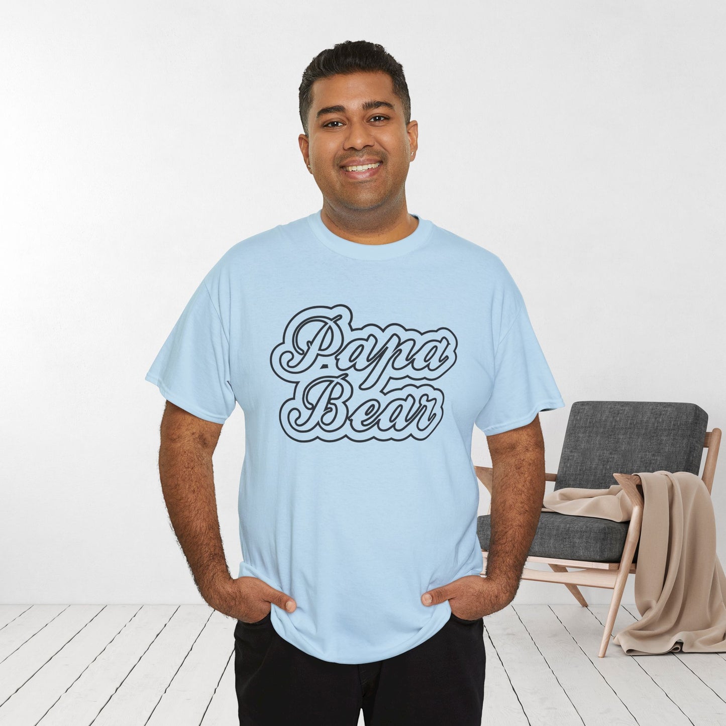 Papa Bear Heavy Cotton Tee - Gift for Dad for Father's Day