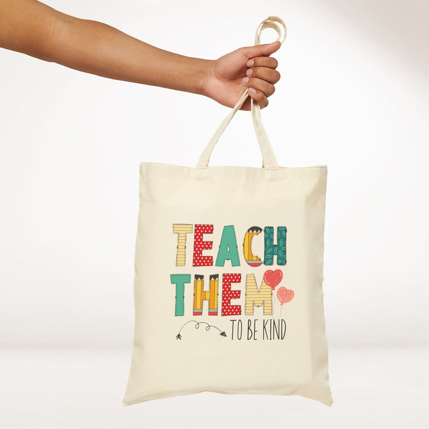Teach Them To Be Kind Teacher Canvas Tote Bag - Best Teacher Gift