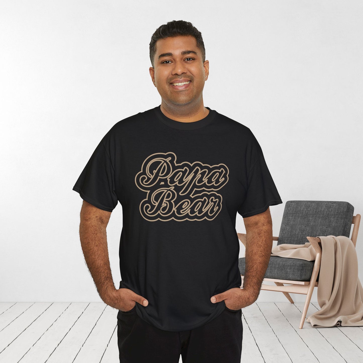 Papa Bear Heavy Cotton Tee - Gift for Dad for Father's Day