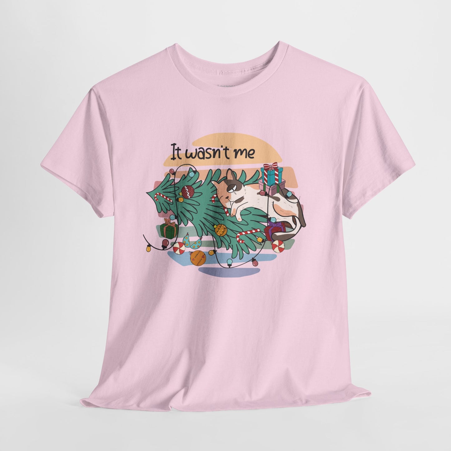 It Wasn't Me Funny Cat Christmas Heavy Cotton Tee - Cat Lovers Christmas Gift