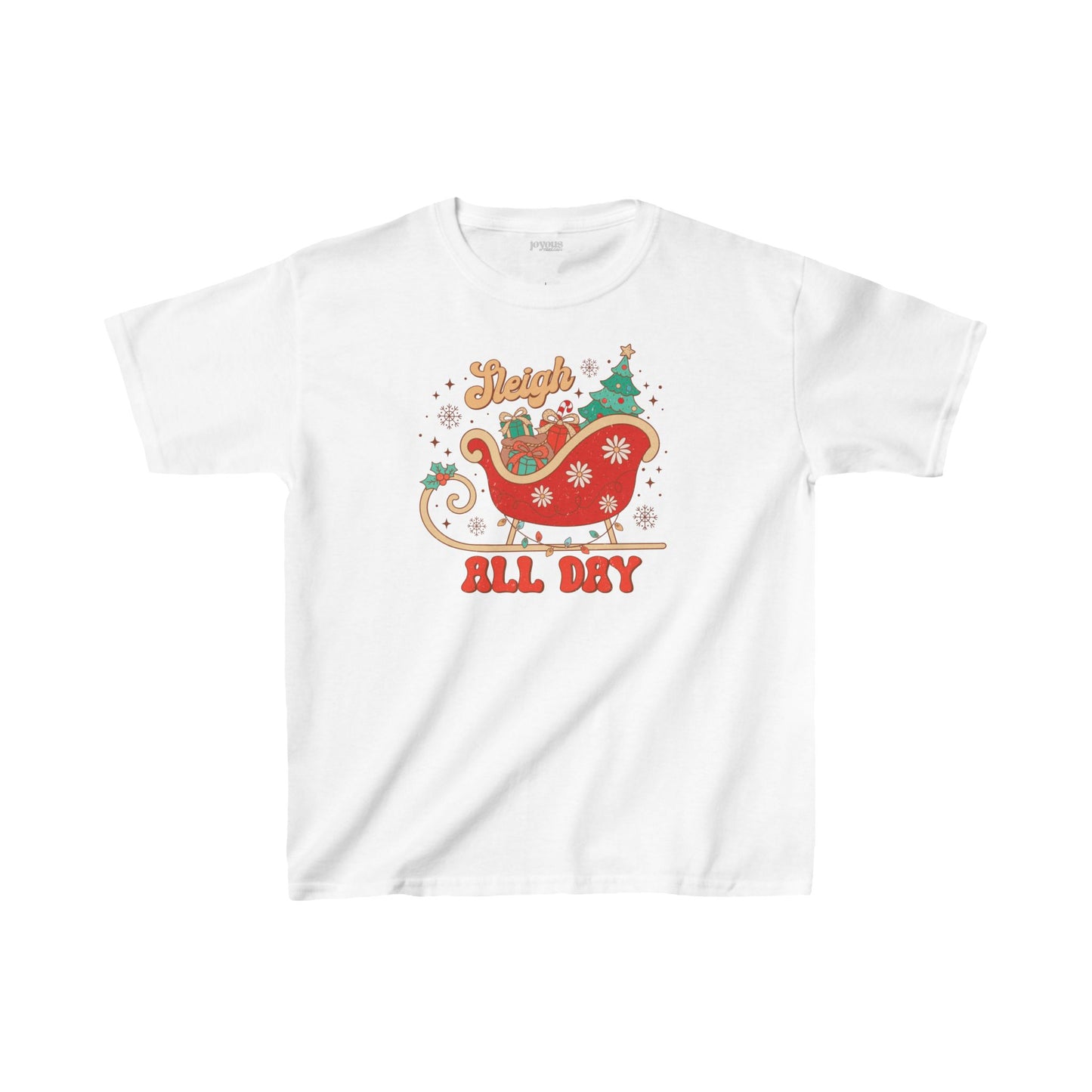 Sleigh All Day Youth Christmas Shirt - Retro Christmas Tee