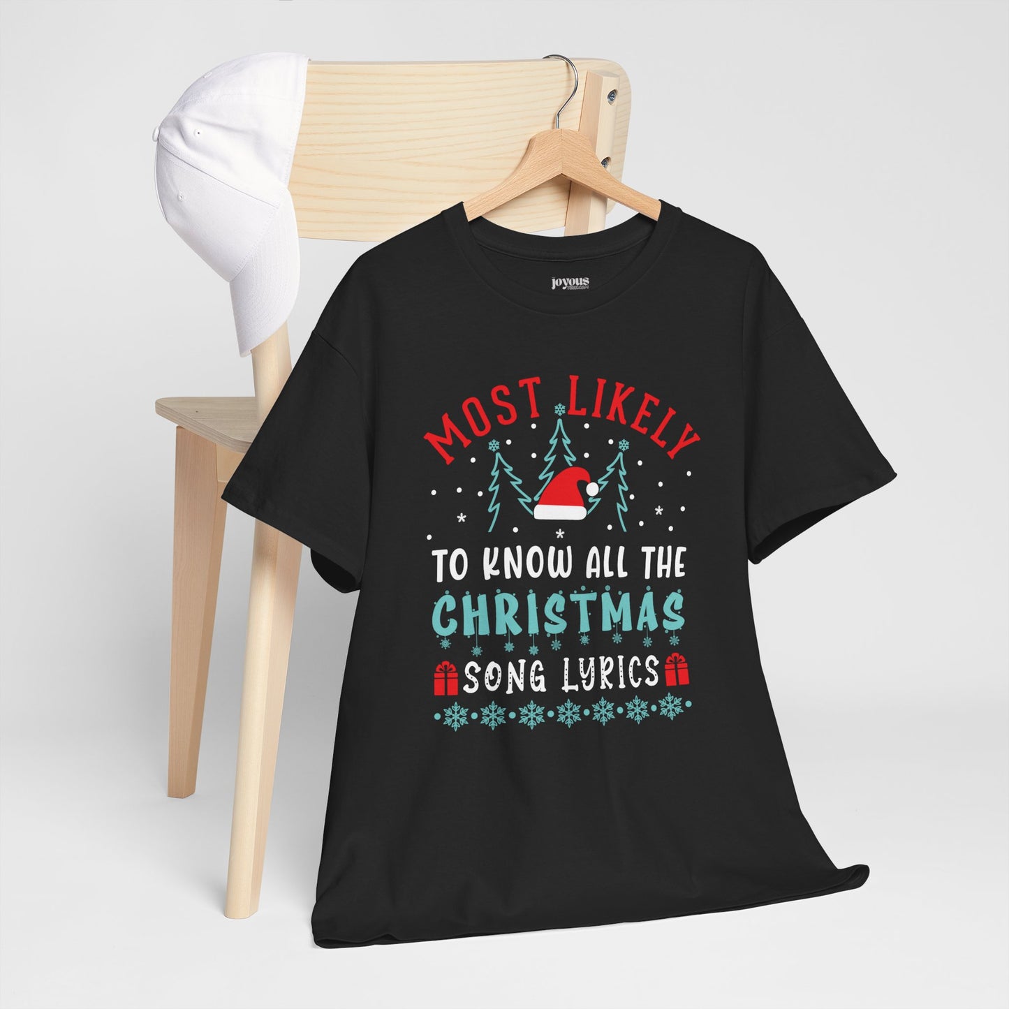 Most Likely To Know All the Christmas Song Lyrics Funny Christmas Shirt - Matching Family Christmas Heavy Cotton Tee